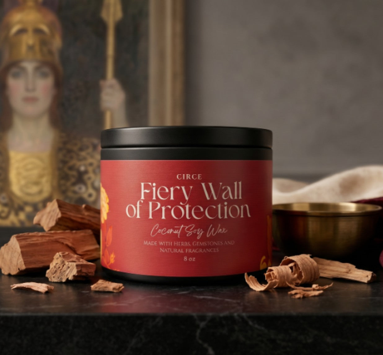 Feurige Schutzkerze — 8-oz Schutzmauer-Ritual