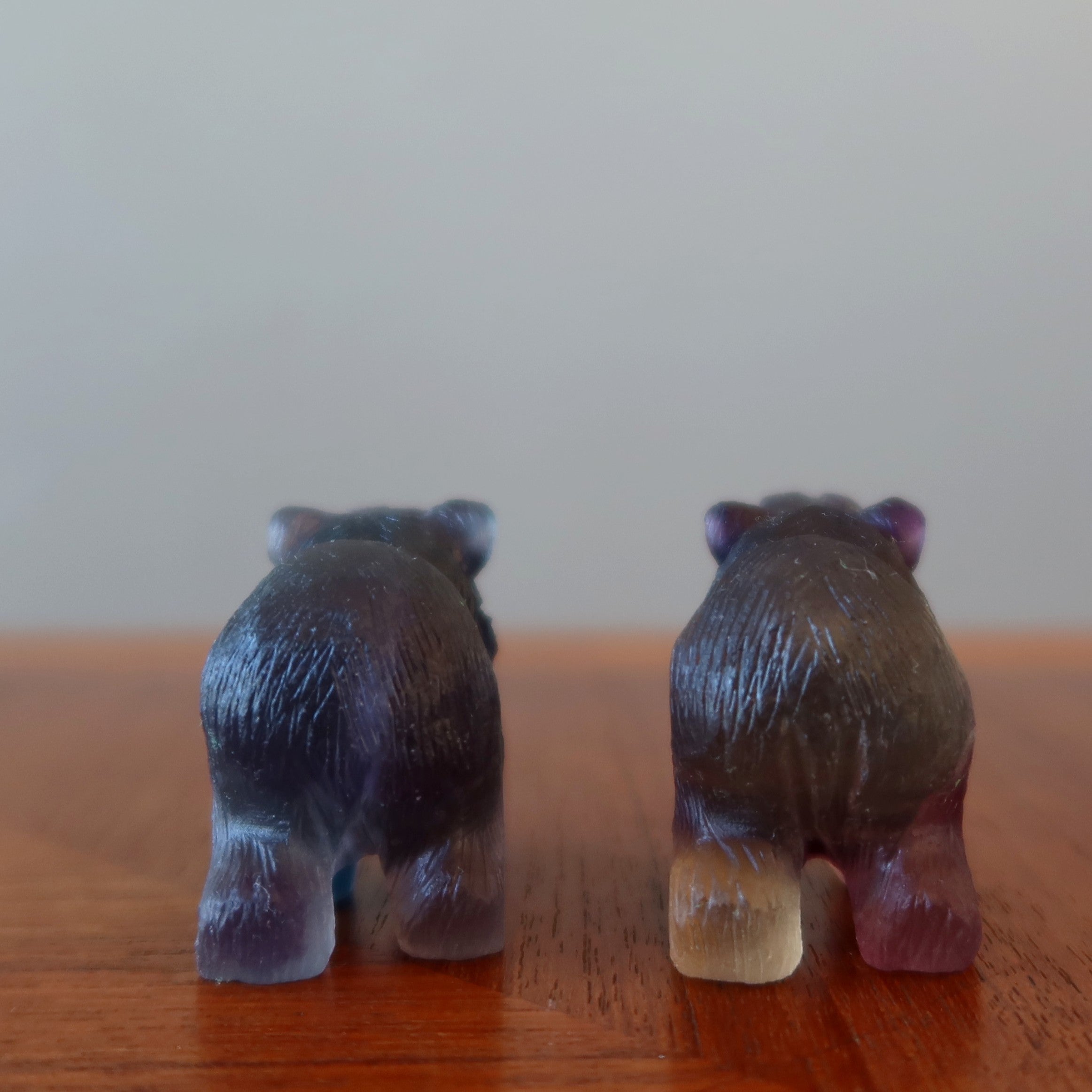 Fluorite Bear Rainbow Stone Detailed Carving