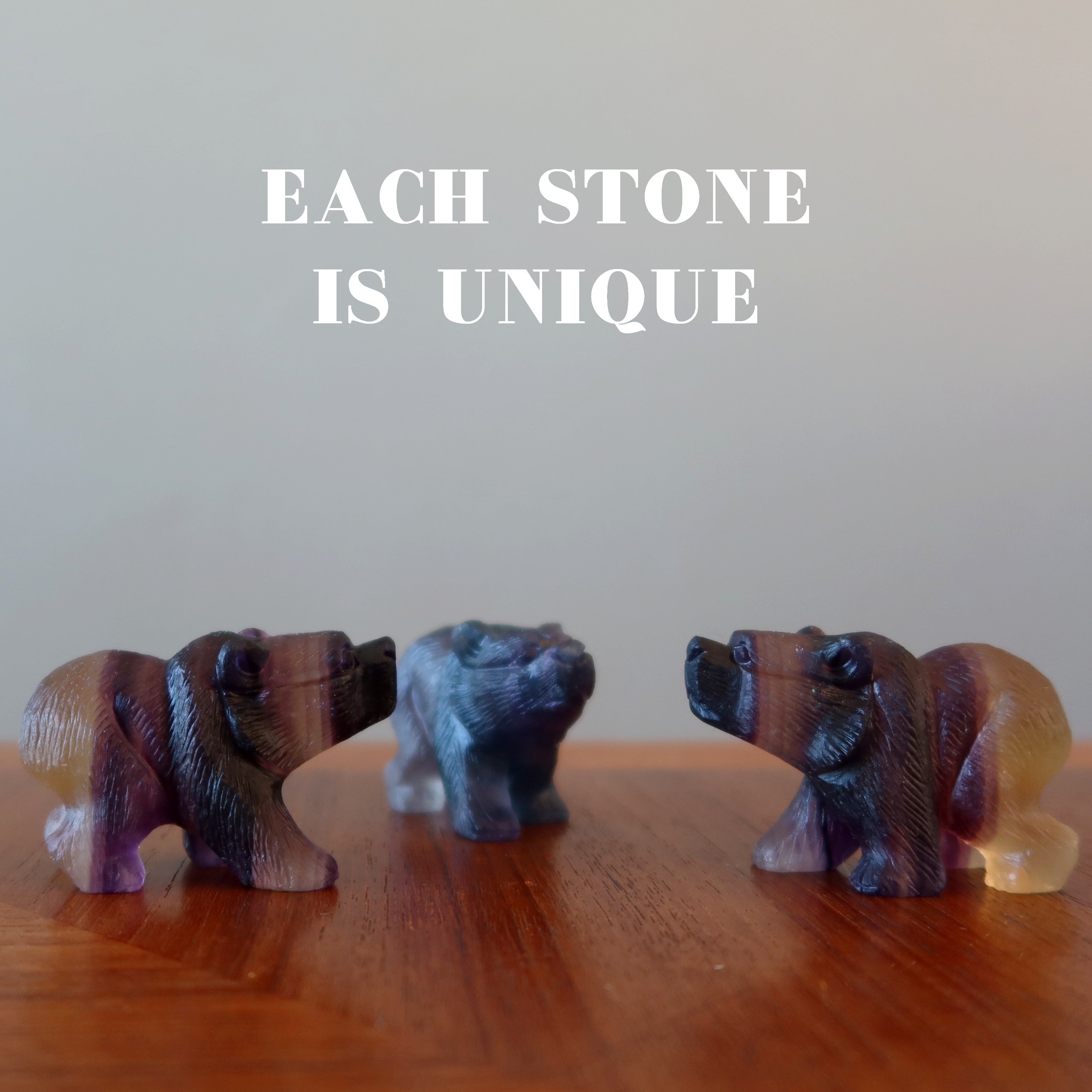 Fluorite Bear Rainbow Stone Detailed Carving
