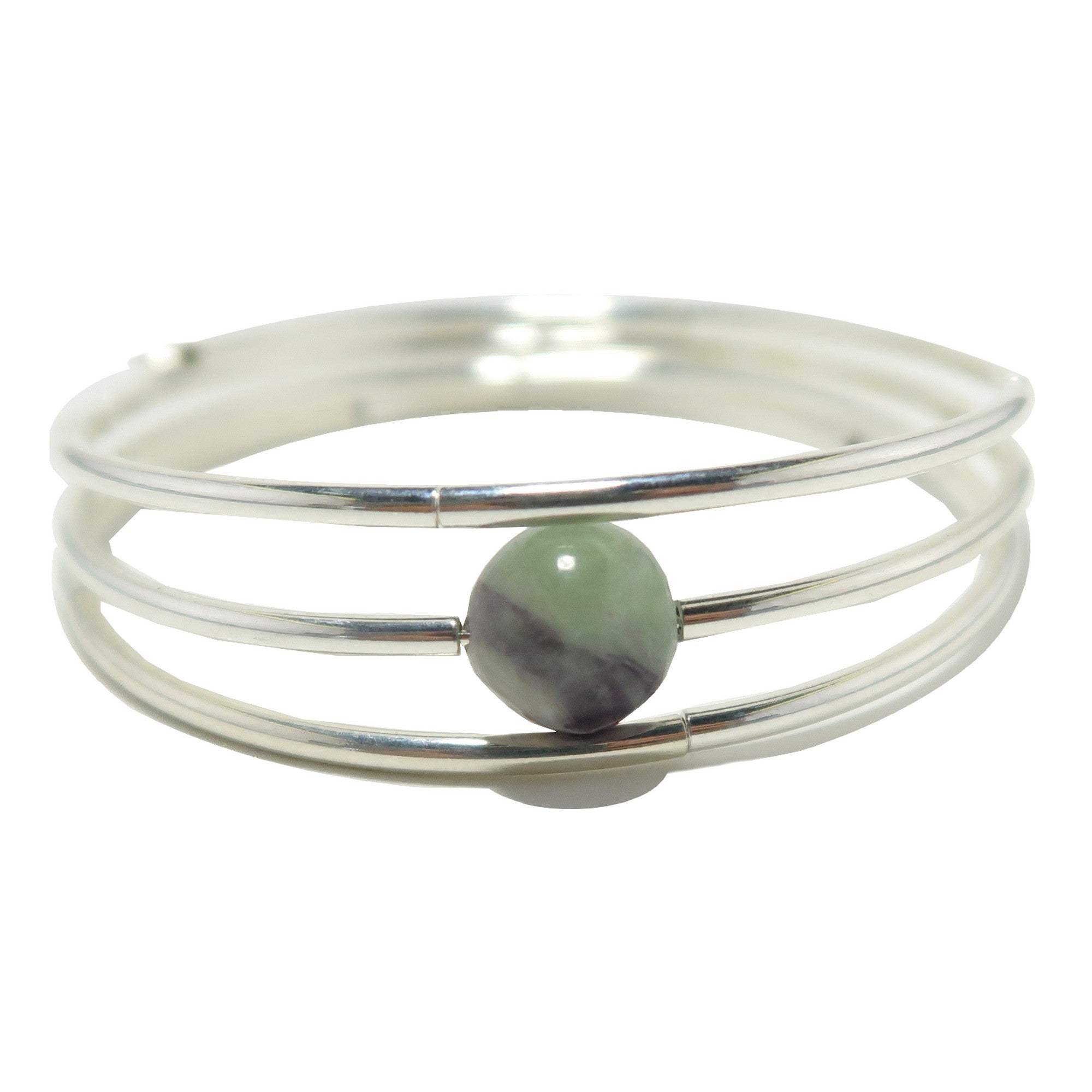 Fluorite Bracelet Memory Wire Adjustable Focal Focus Stone