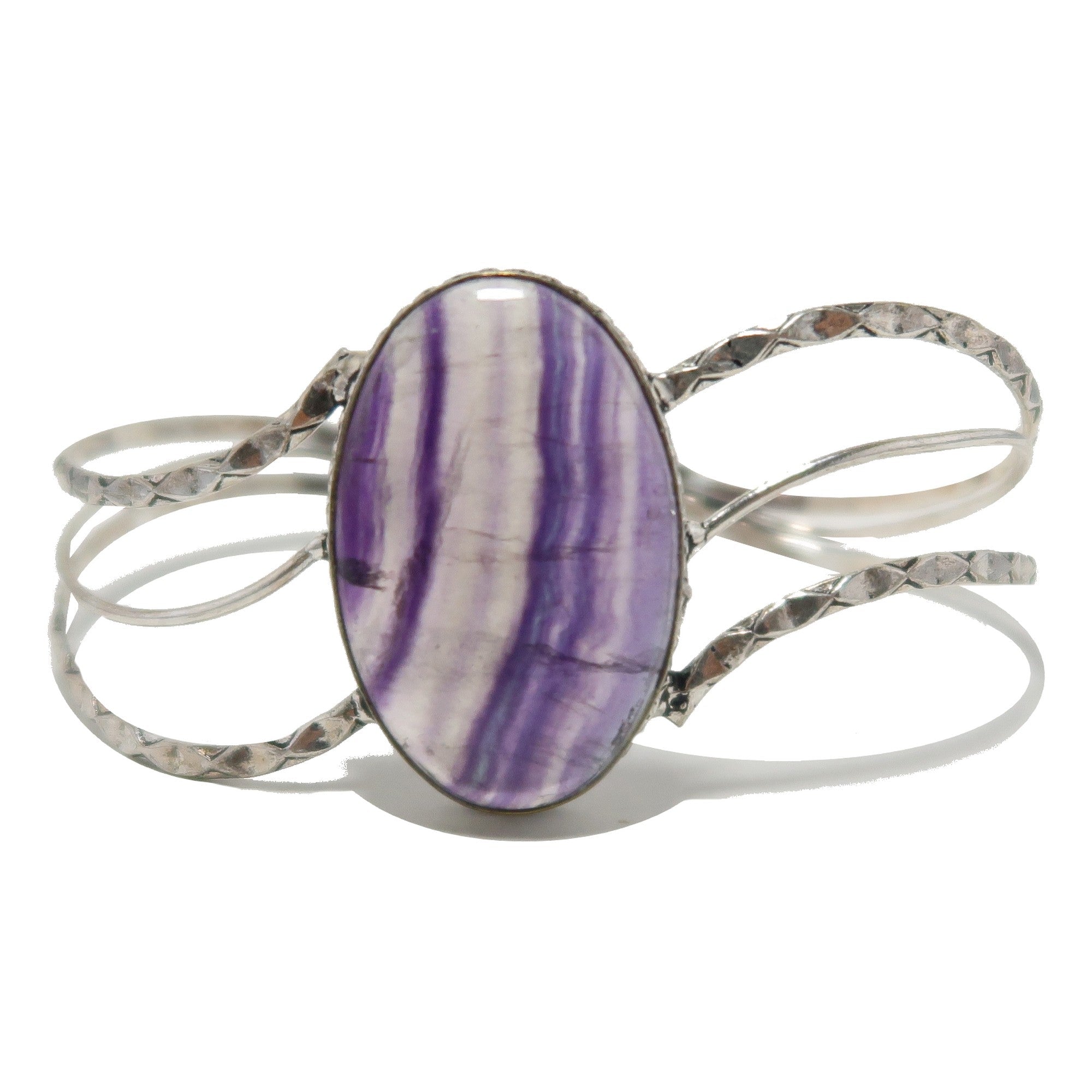 Bracelet en fluorine en argent sterling manchette réglable à motif violet