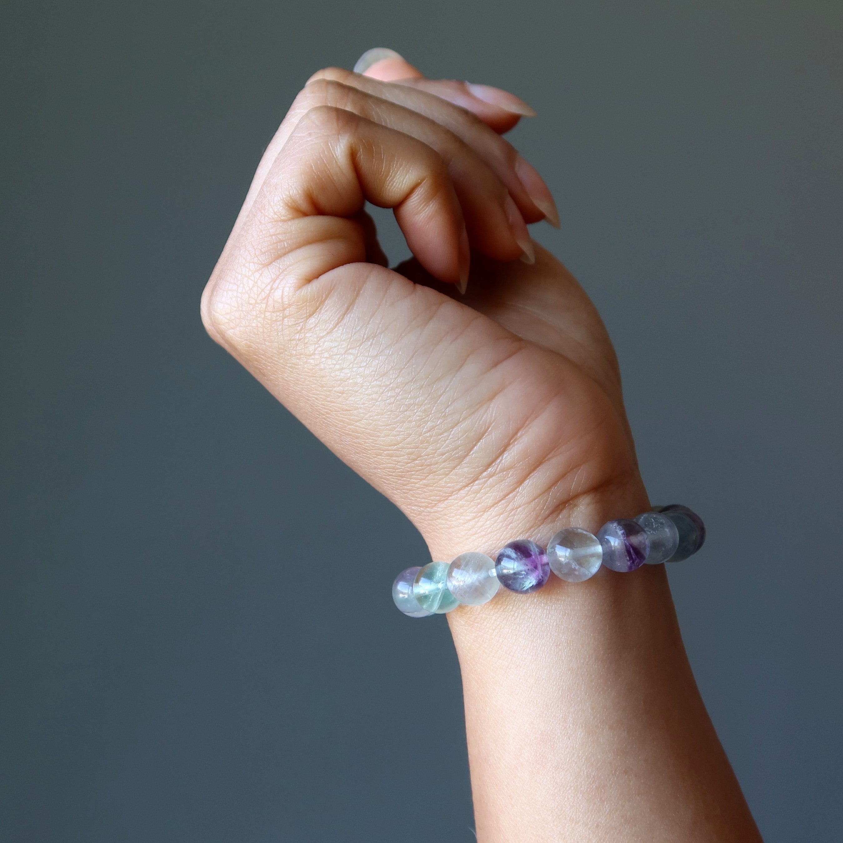 Fluorit Armband Regenbogen Edelsteinperlen Meditation Fokus