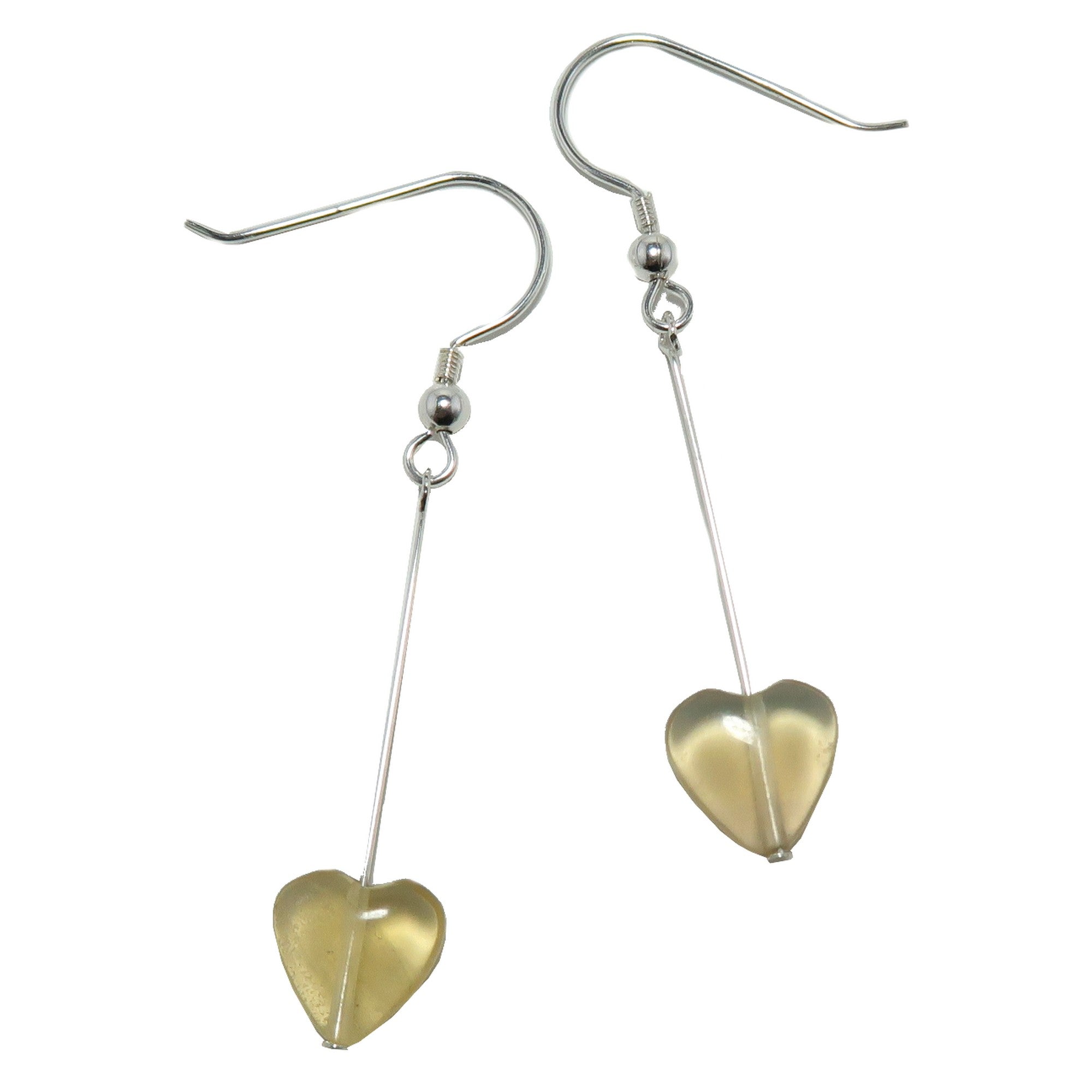 Fluorite Earrings Yellow Heart Sunny Smile Sterling Silver
