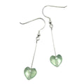Boucles d'oreilles en fluorite, cœur vert cristallin, argent sterling
