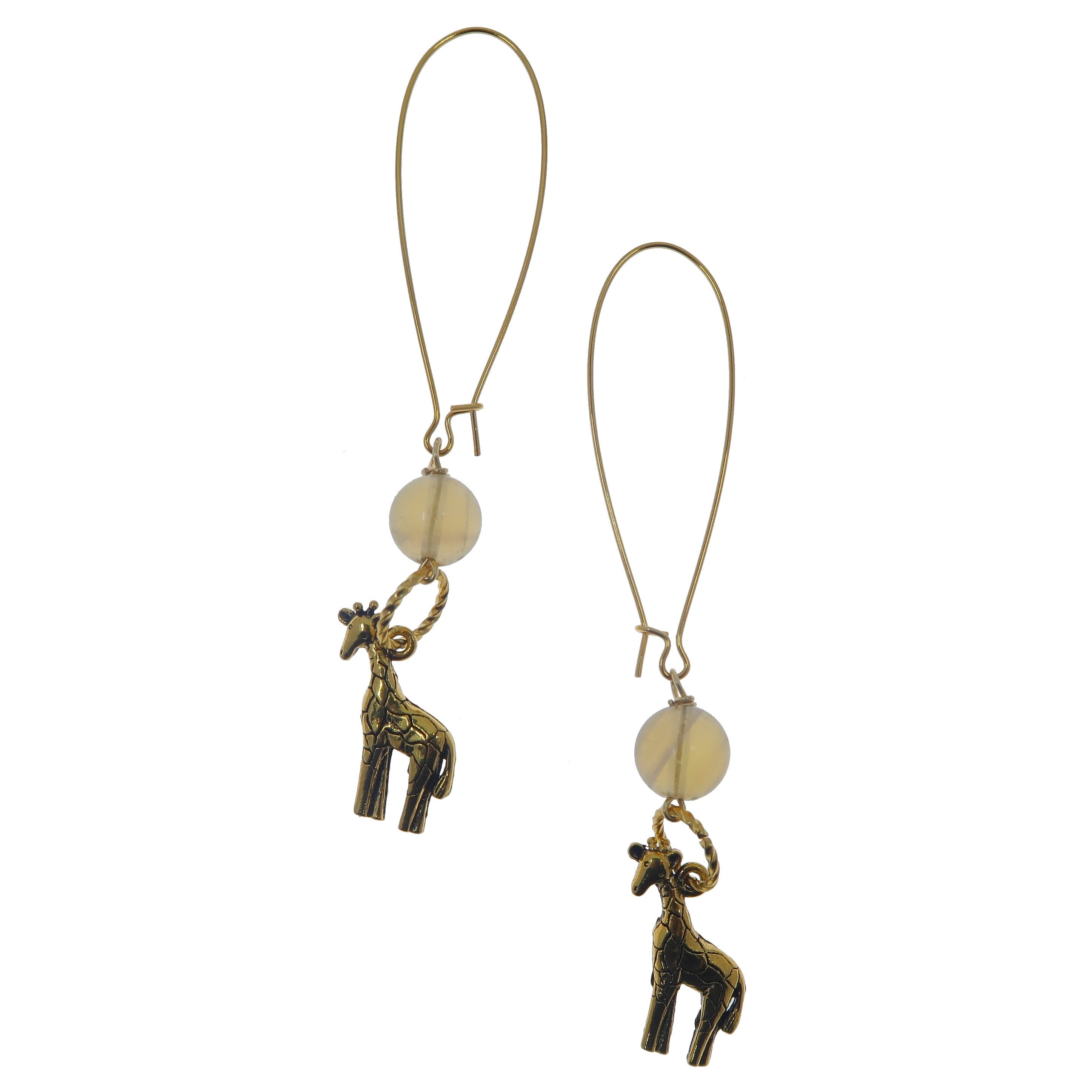 Fluorite Earrings Giraffe Grace Glory Yellow Dangle Gems