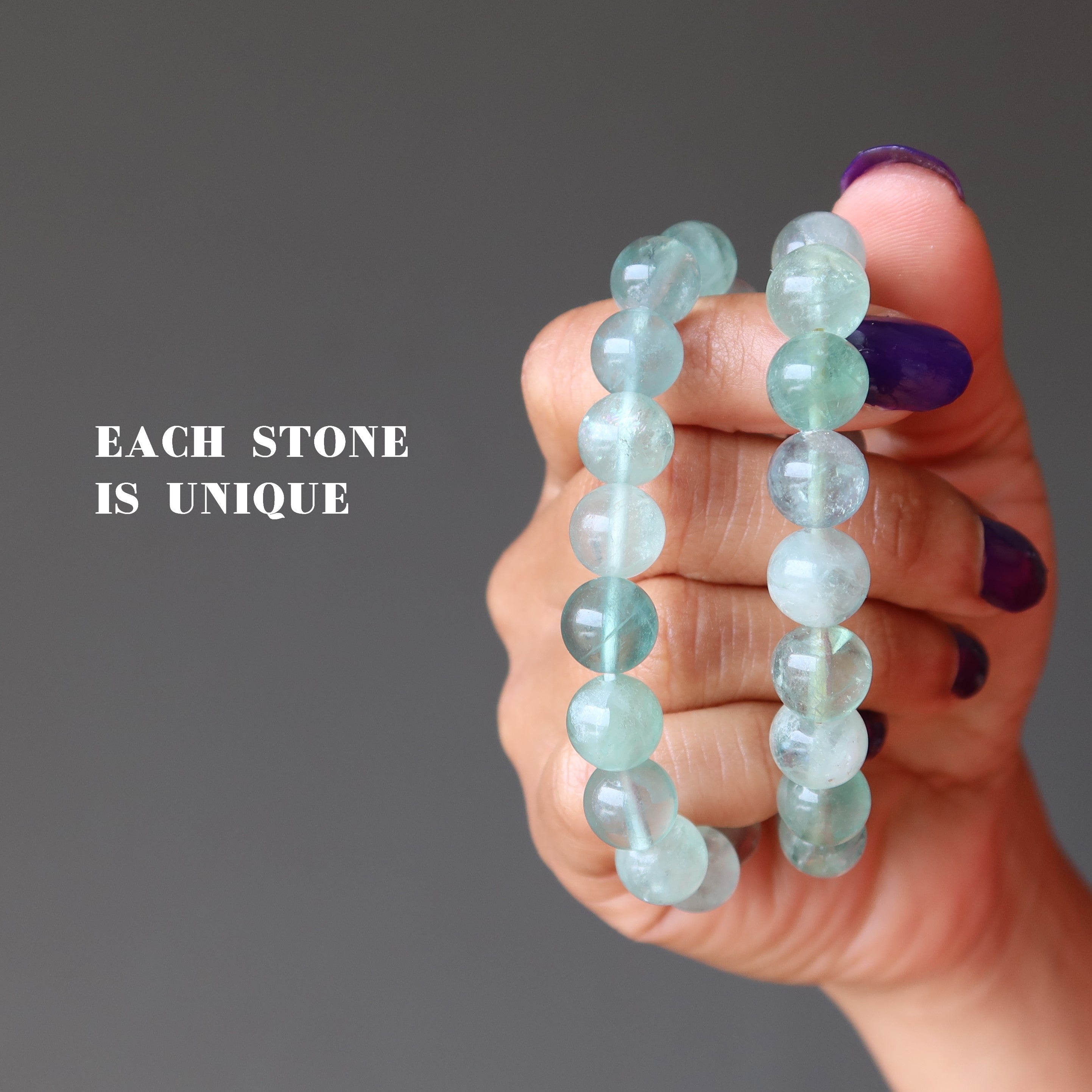 Bracelet en fluorite Perles de cristal vert naturel Pierre de génie