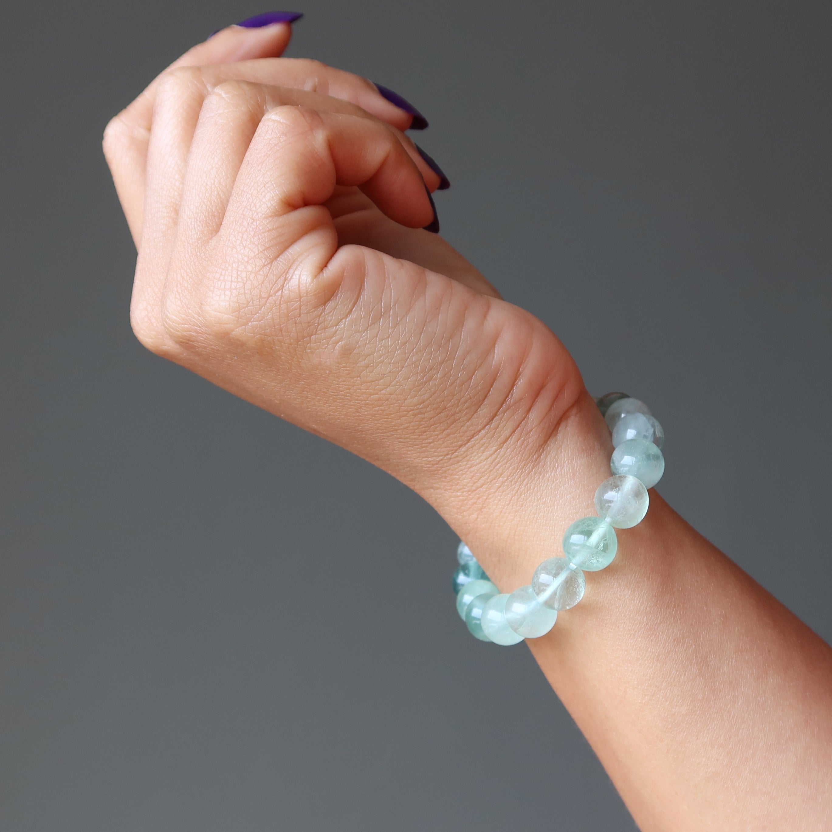 Bracelet en fluorite Perles de cristal vert naturel Pierre de génie