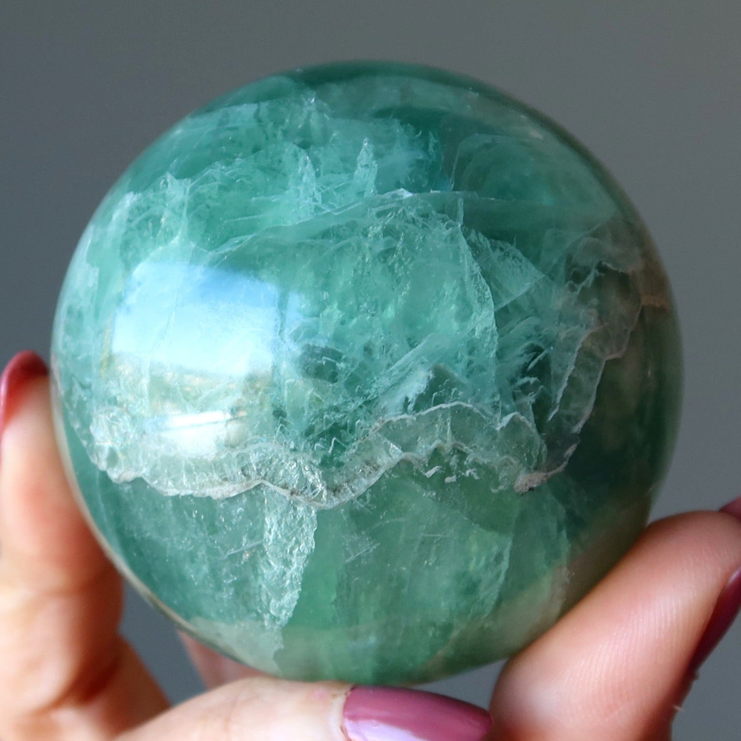 Fluorit Kugel Grün Genius Glänzende Glaskugel