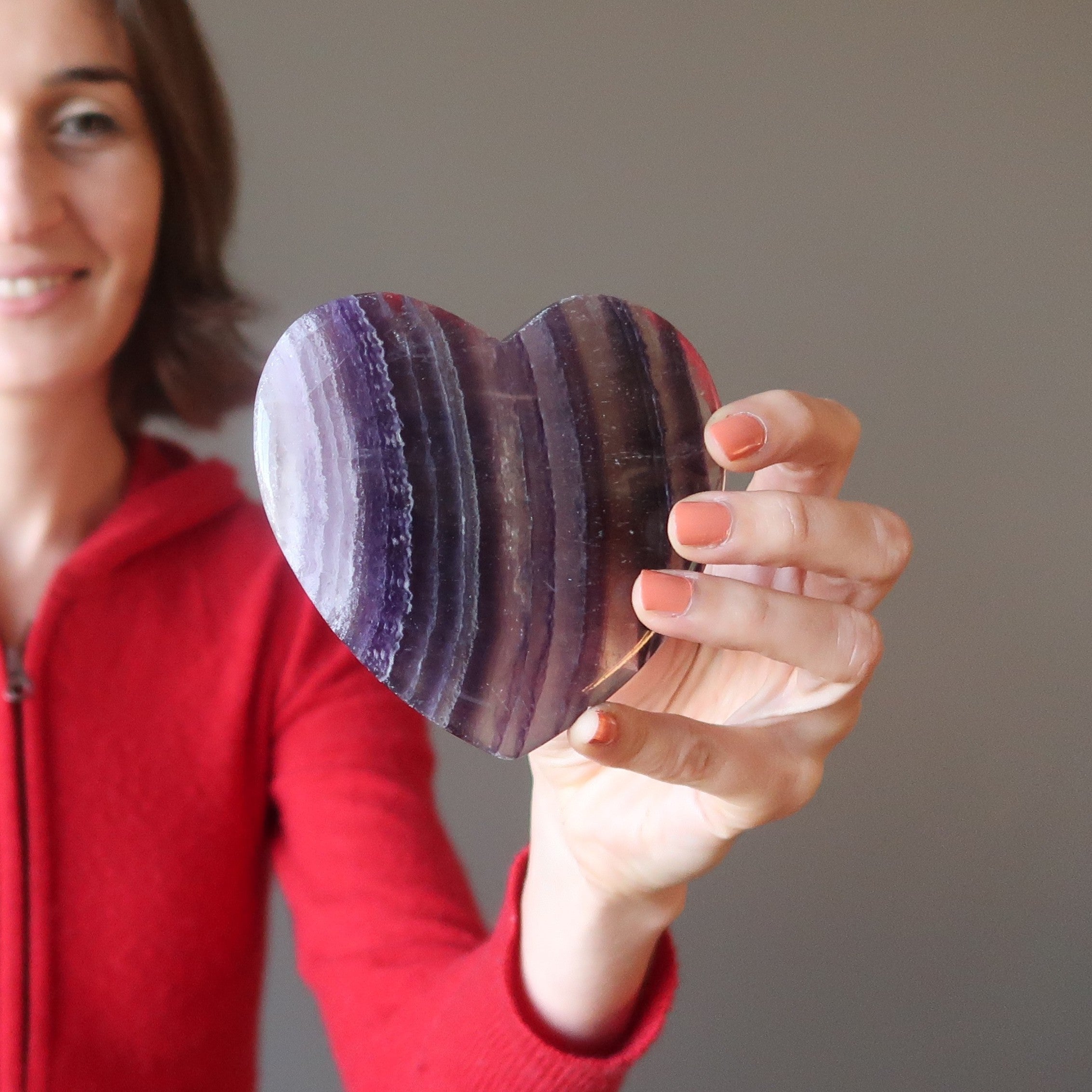 Fluorite Heart Your Love is an Honor Clear Purple Gemstone