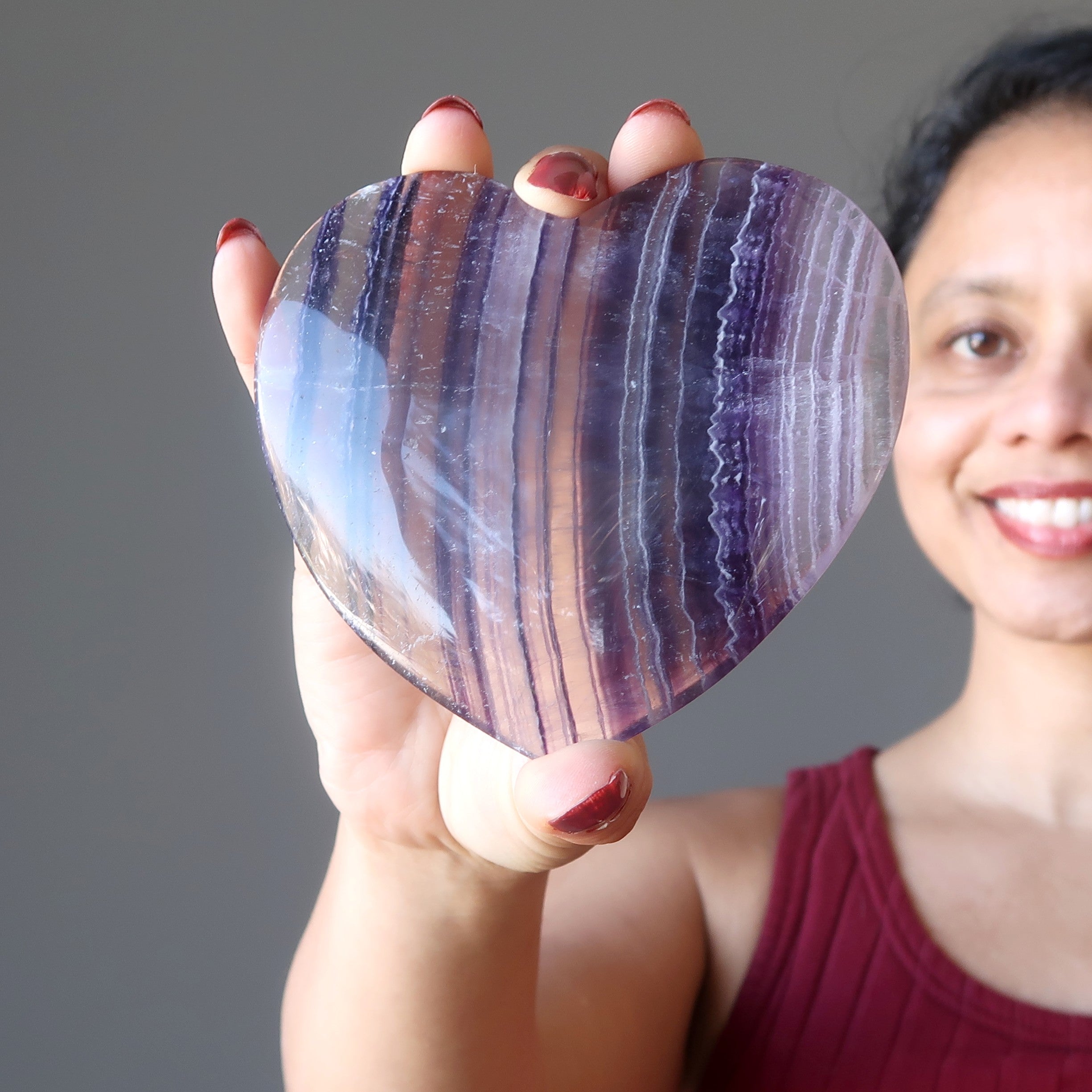 Fluorite Heart Your Love is an Honor Clear Purple Gemstone