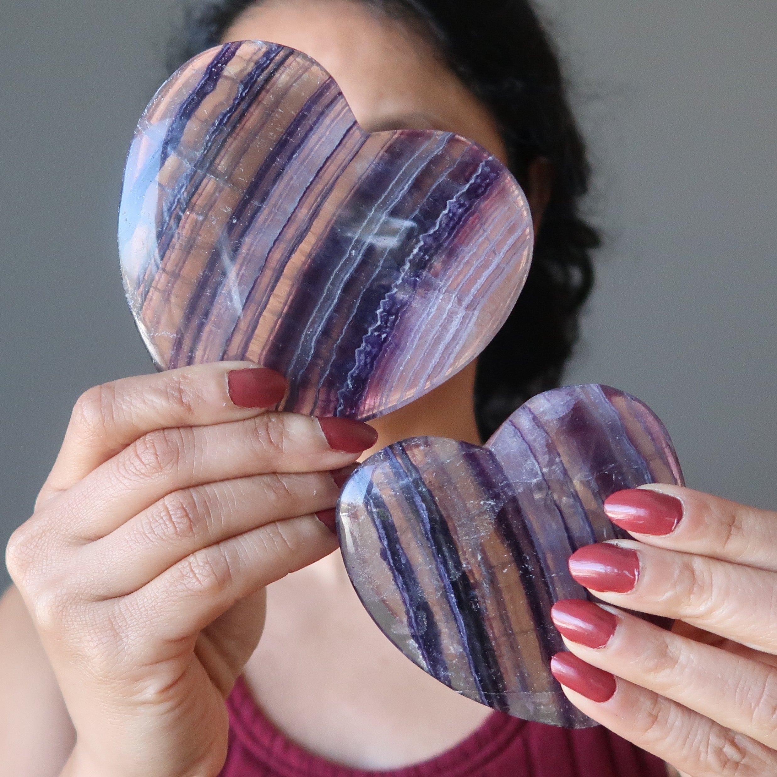 Fluorite Heart Your Love is an Honor Clear Purple Gemstone