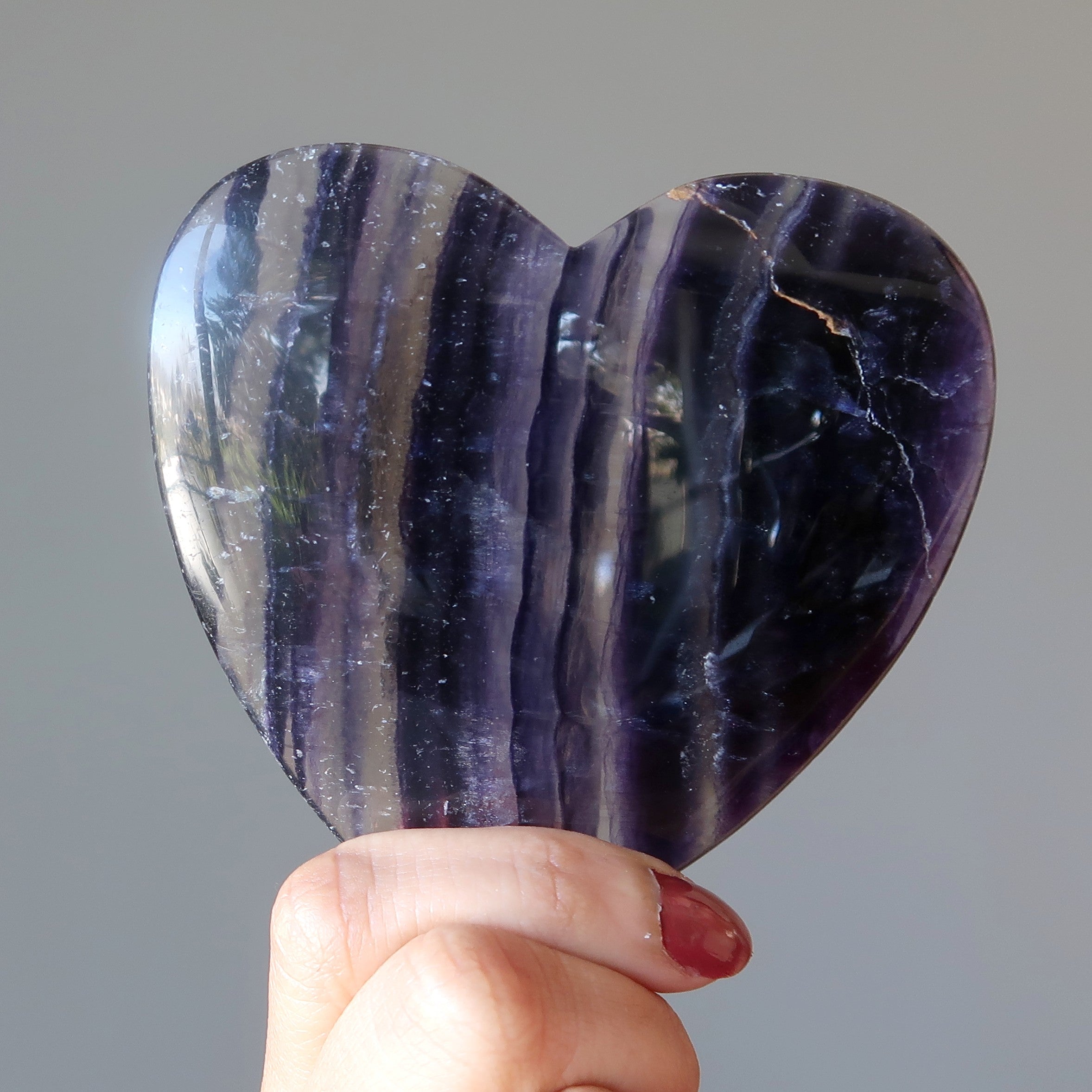 Fluorite Heart Your Love is an Honor Clear Purple Gemstone