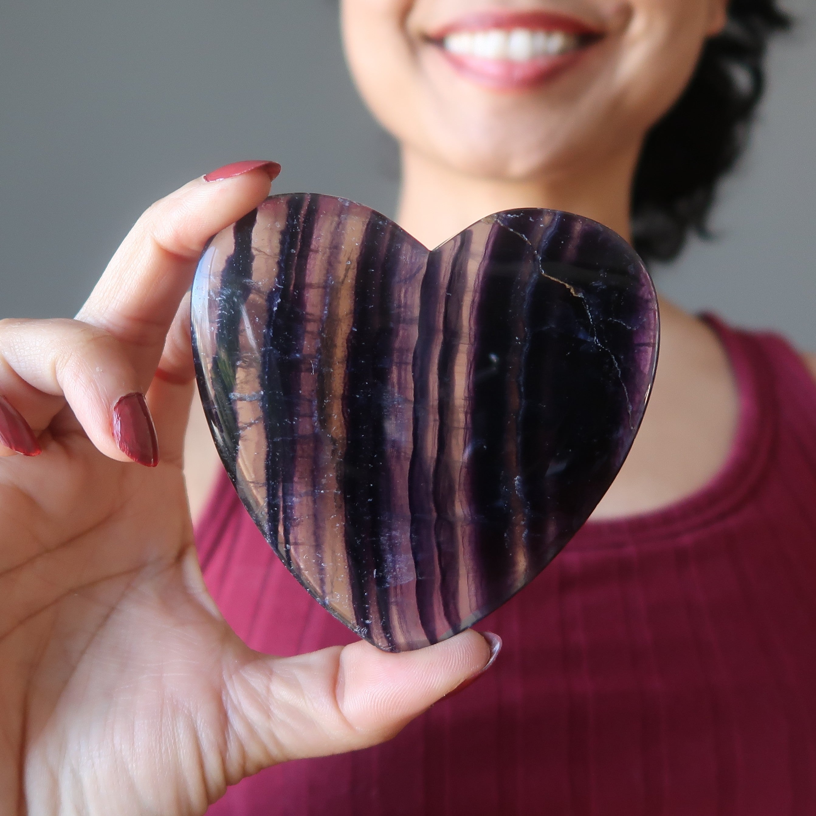 Fluorite Heart Your Love is an Honor Clear Purple Gemstone