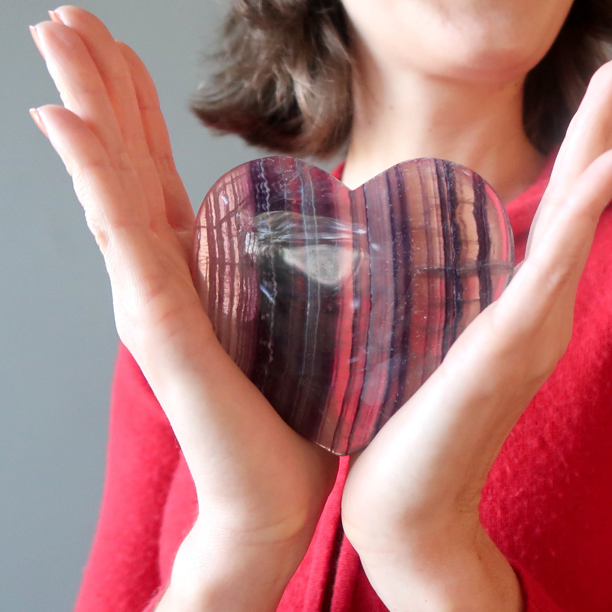Fluorite Heart Your Love is an Honor Clear Purple Gemstone
