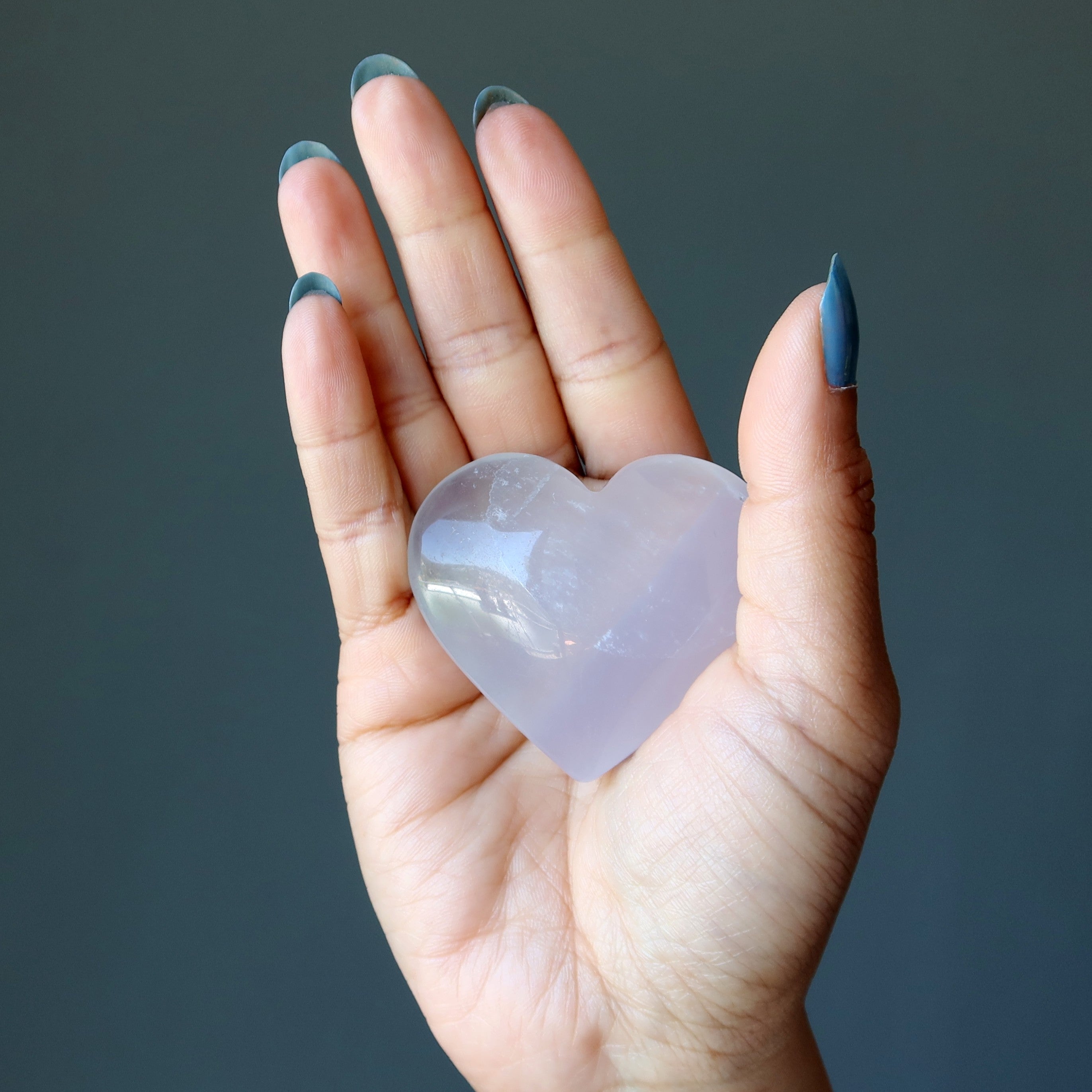 Fluorite Heart Lavender Yttrium Love Crystal