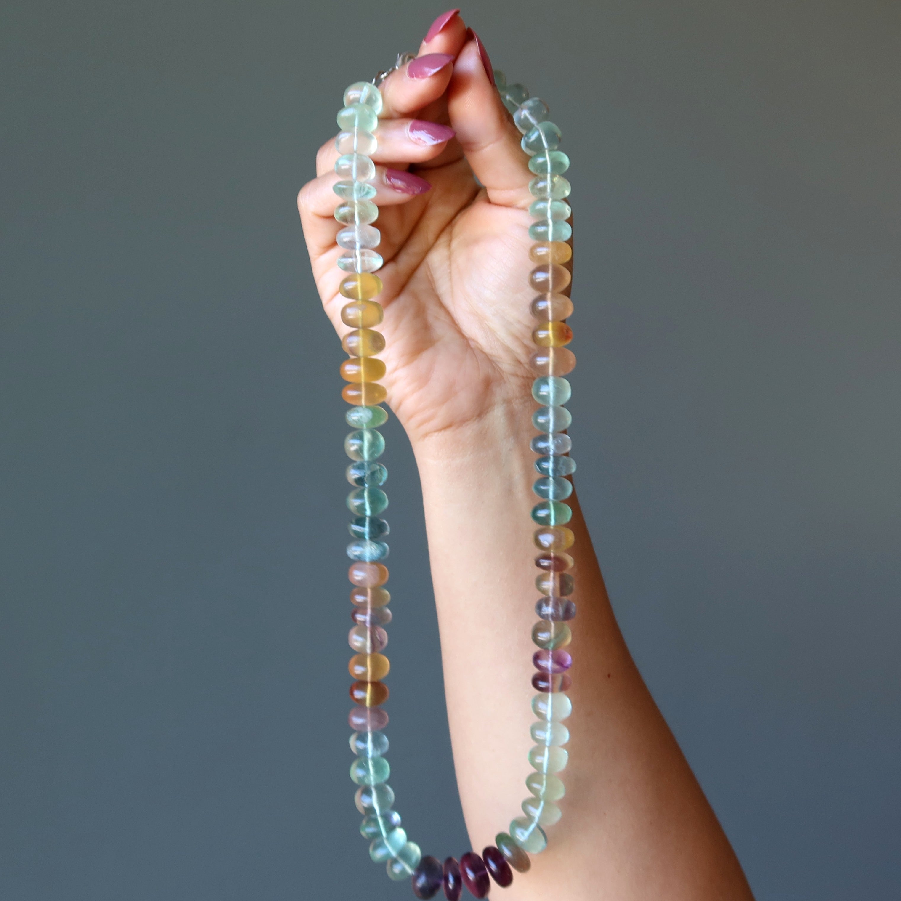 Fluorite Necklace Big Candy Aura Rainbow Crystal