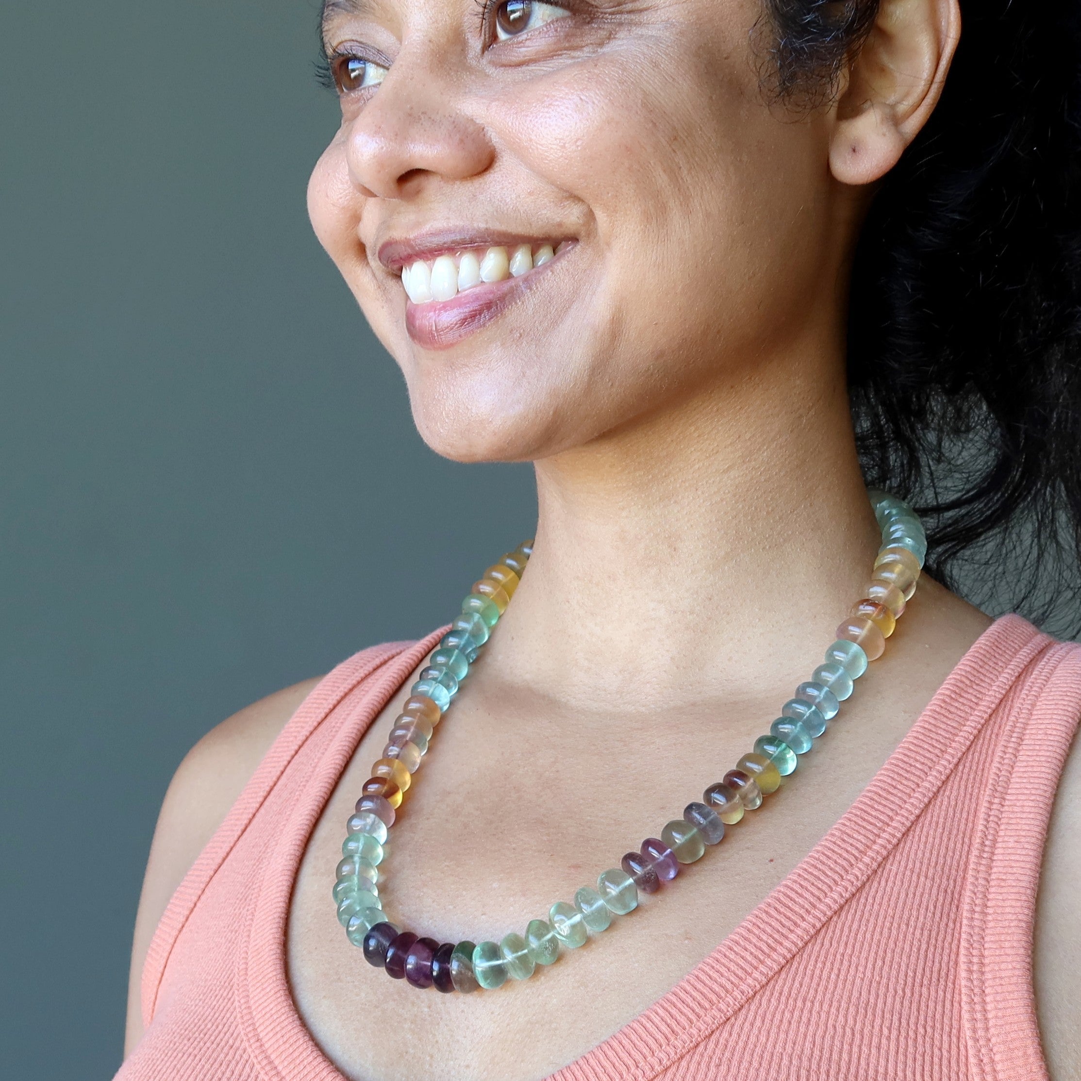 Fluorite Necklace Big Candy Aura Rainbow Crystal