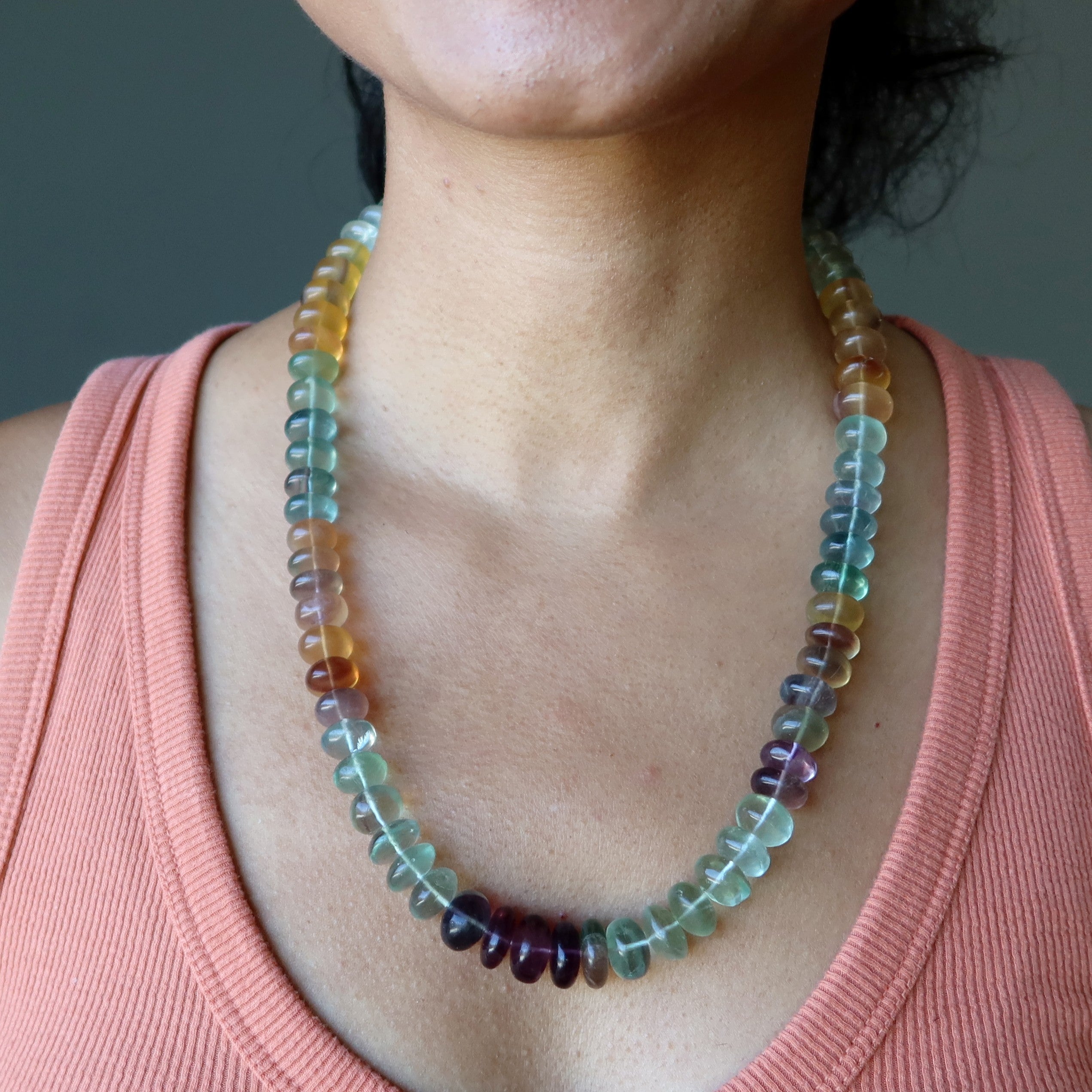 Fluorite Necklace Big Candy Aura Rainbow Crystal