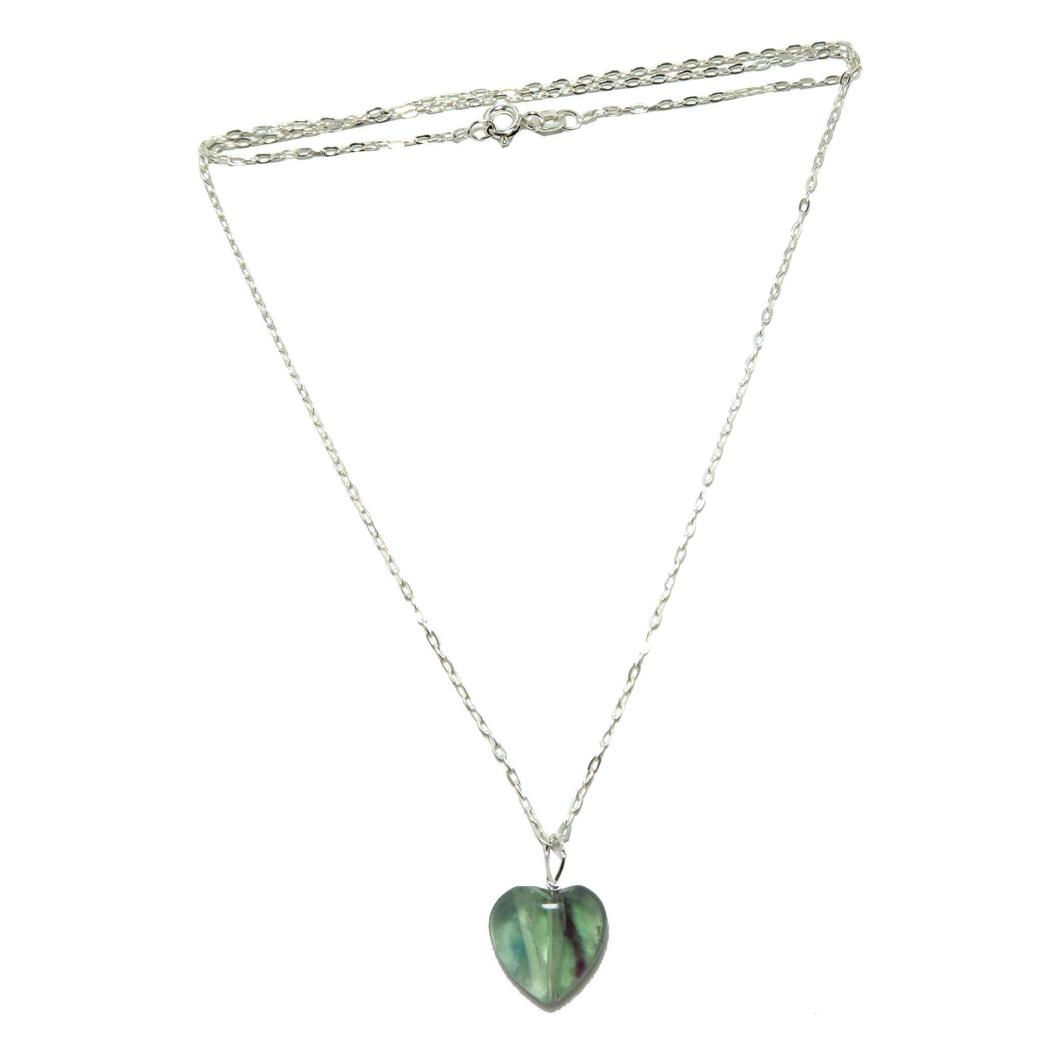 Fluorite Necklace My Rainbow Heart Gem Sterling Silver