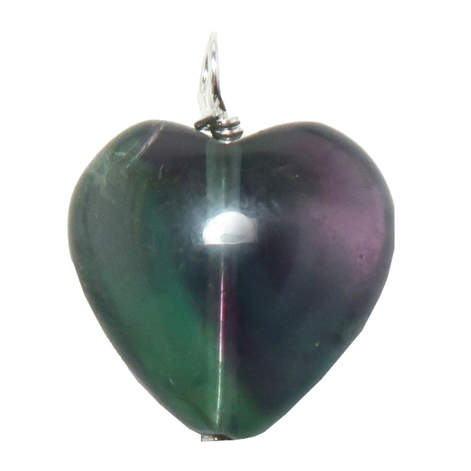 Fluorite Necklace My Rainbow Heart Gem Sterling Silver
