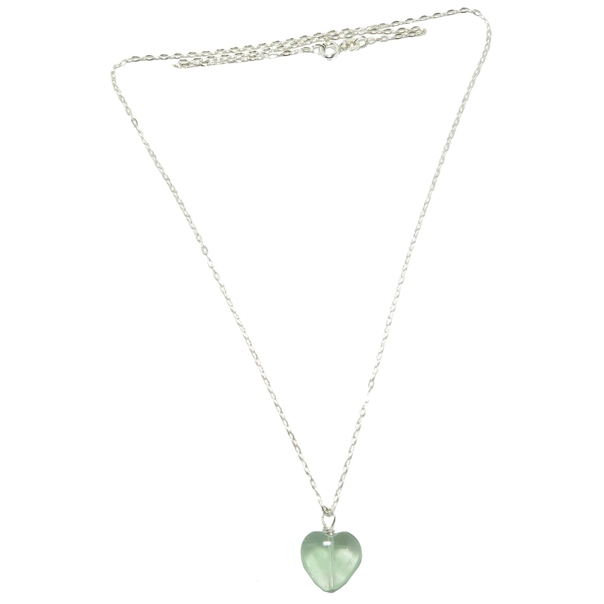 Collier Cœur Luminescent Vert en Fluorite Argent Sterling