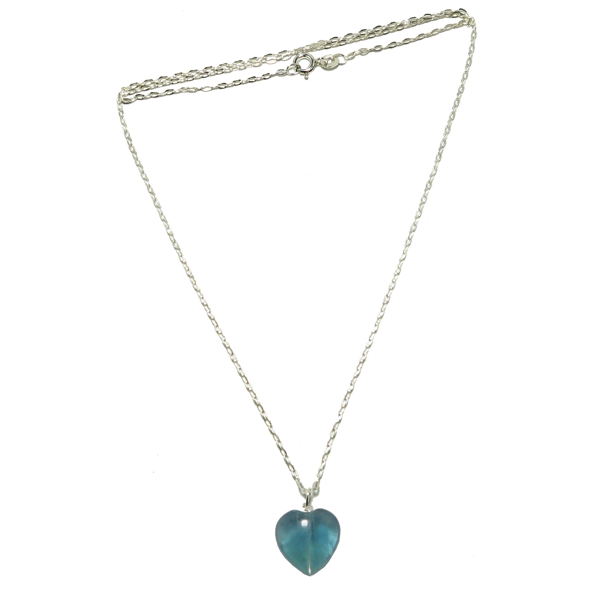 Fluorite Necklace Blue Heart Beauty Sterling Silver