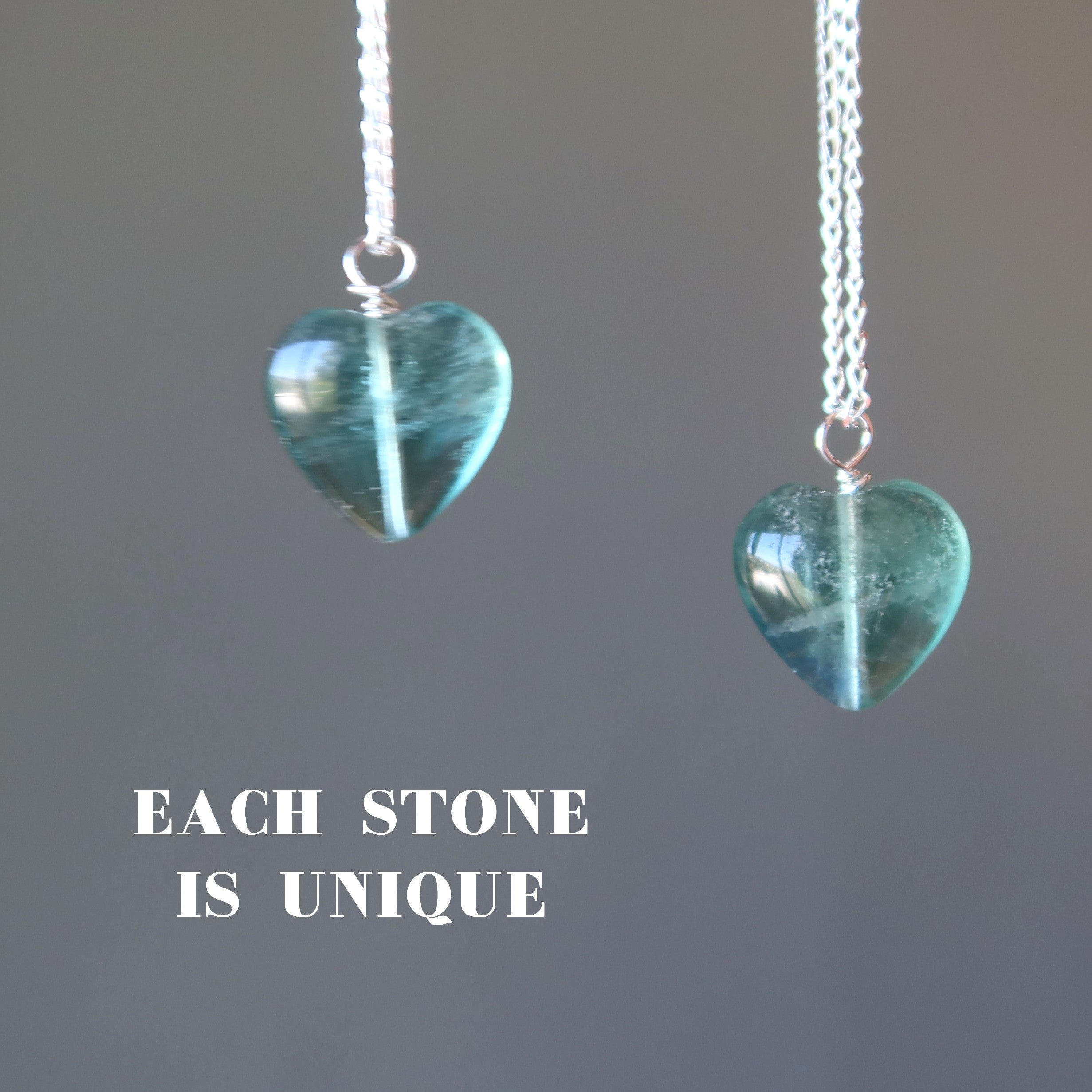 Fluorite Necklace Blue Heart Beauty Sterling Silver