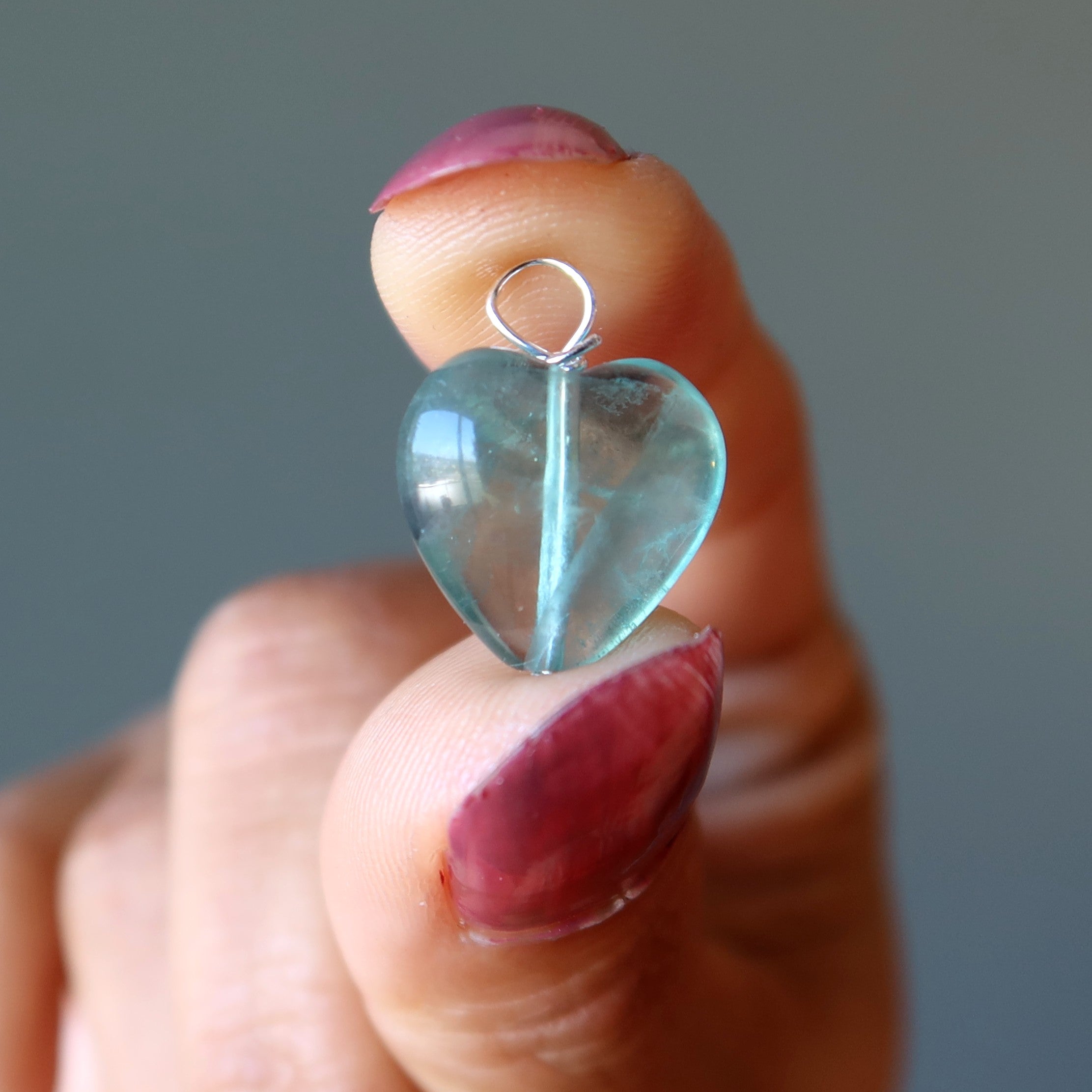 Fluorite Necklace Blue Heart Beauty Sterling Silver