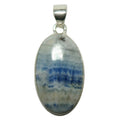 Pendentif Fluorite Quartz Neige Bleu Argent Sterling