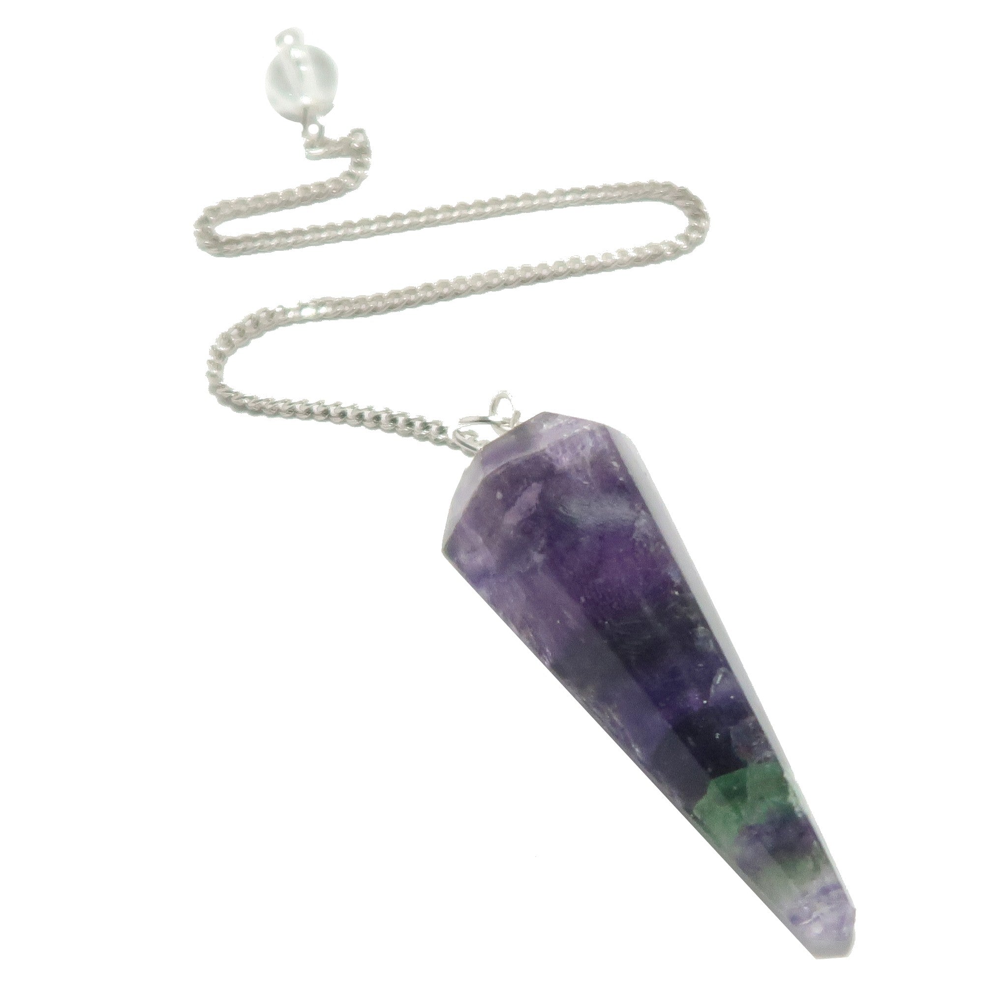 Pendentif en fluorite violette et verte, cristal de focalisation