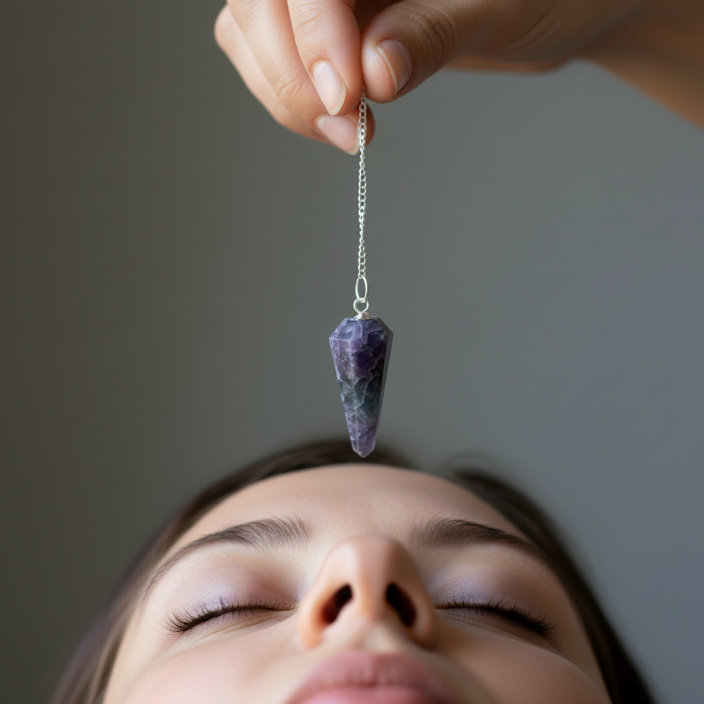 Pendentif en fluorite violette et verte, cristal de focalisation