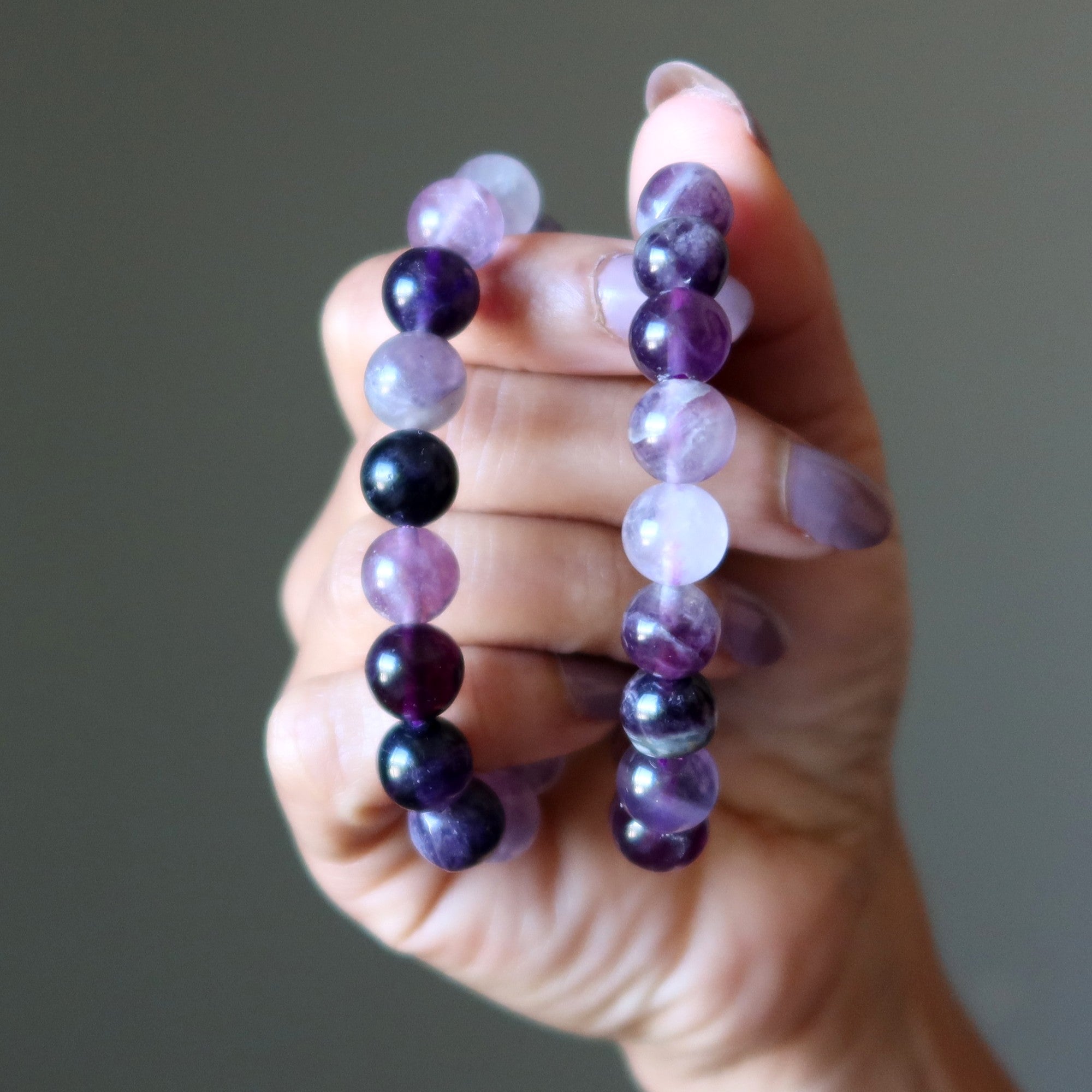 Bracelet en Fluorite Gemme Naturelle Violette Étude Spirituelle