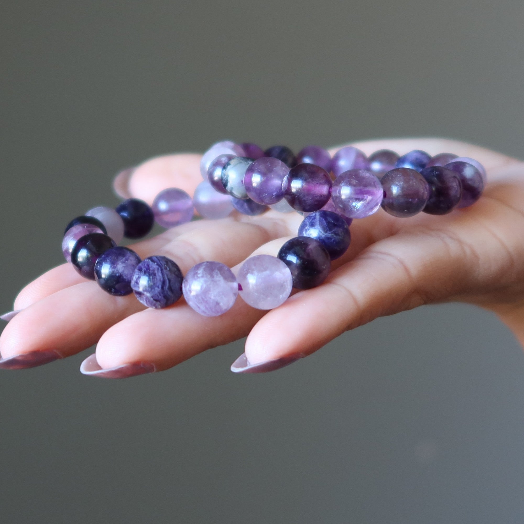 Bracelet en Fluorite Gemme Naturelle Violette Étude Spirituelle