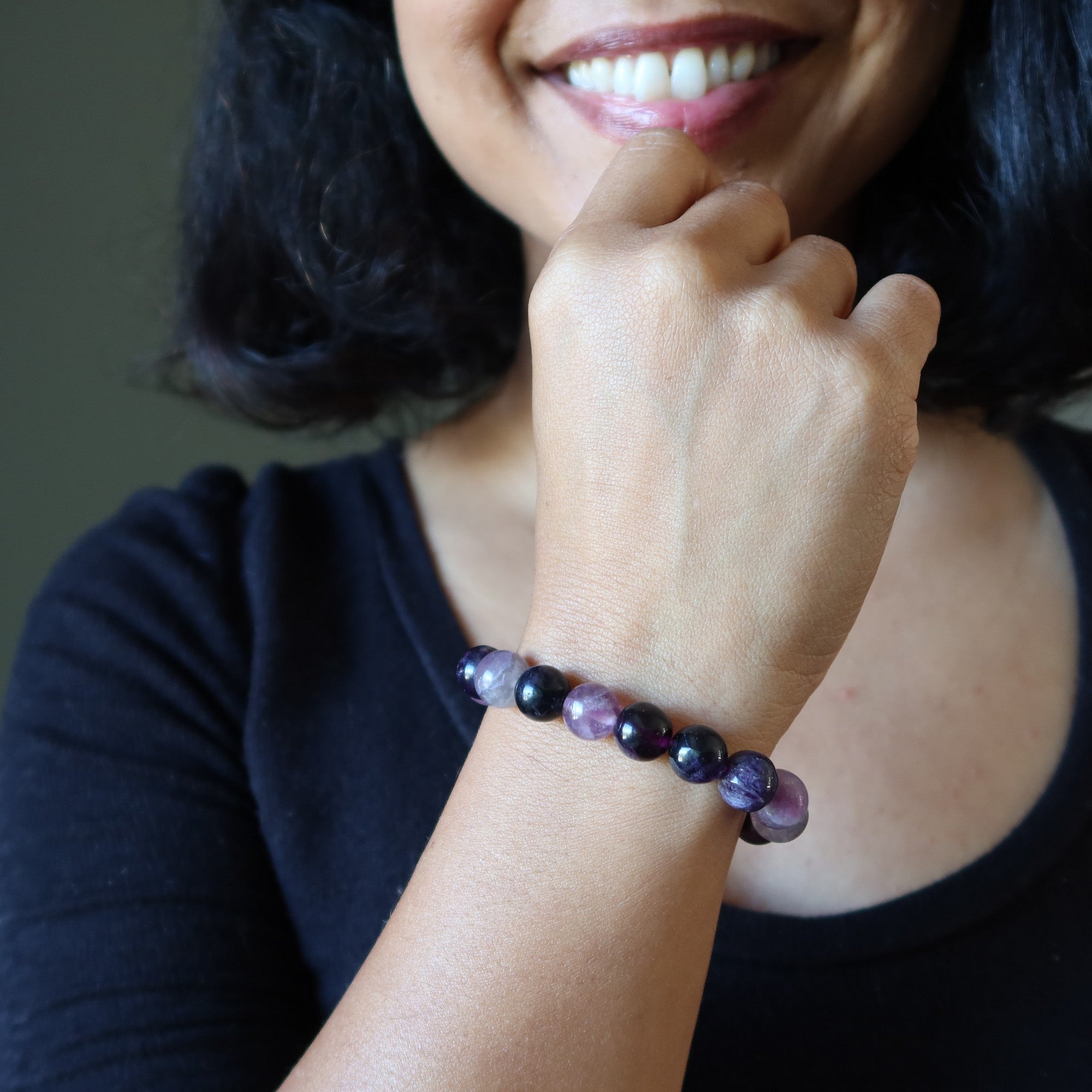 Bracelet en Fluorite Gemme Naturelle Violette Étude Spirituelle