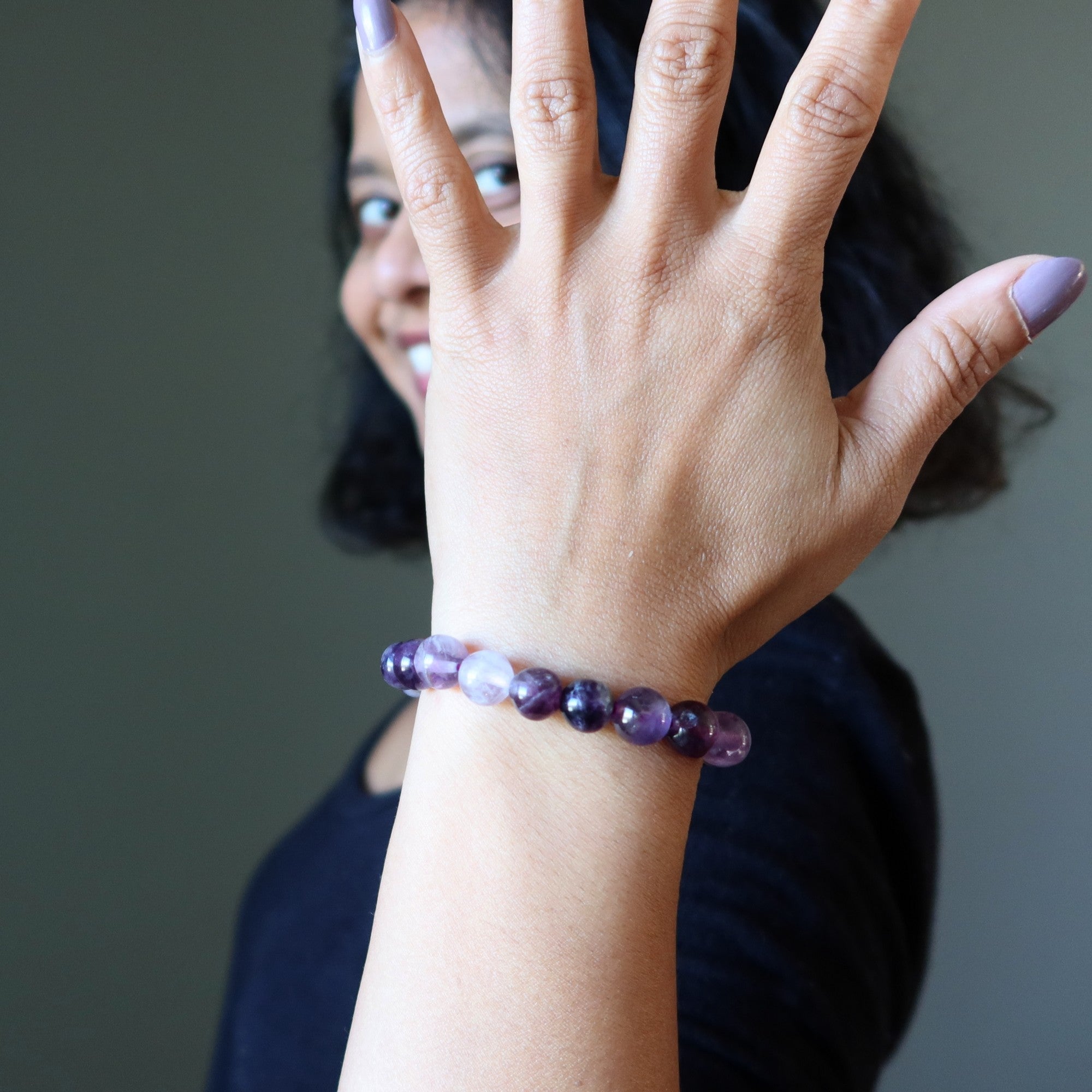 Bracelet en Fluorite Gemme Naturelle Violette Étude Spirituelle