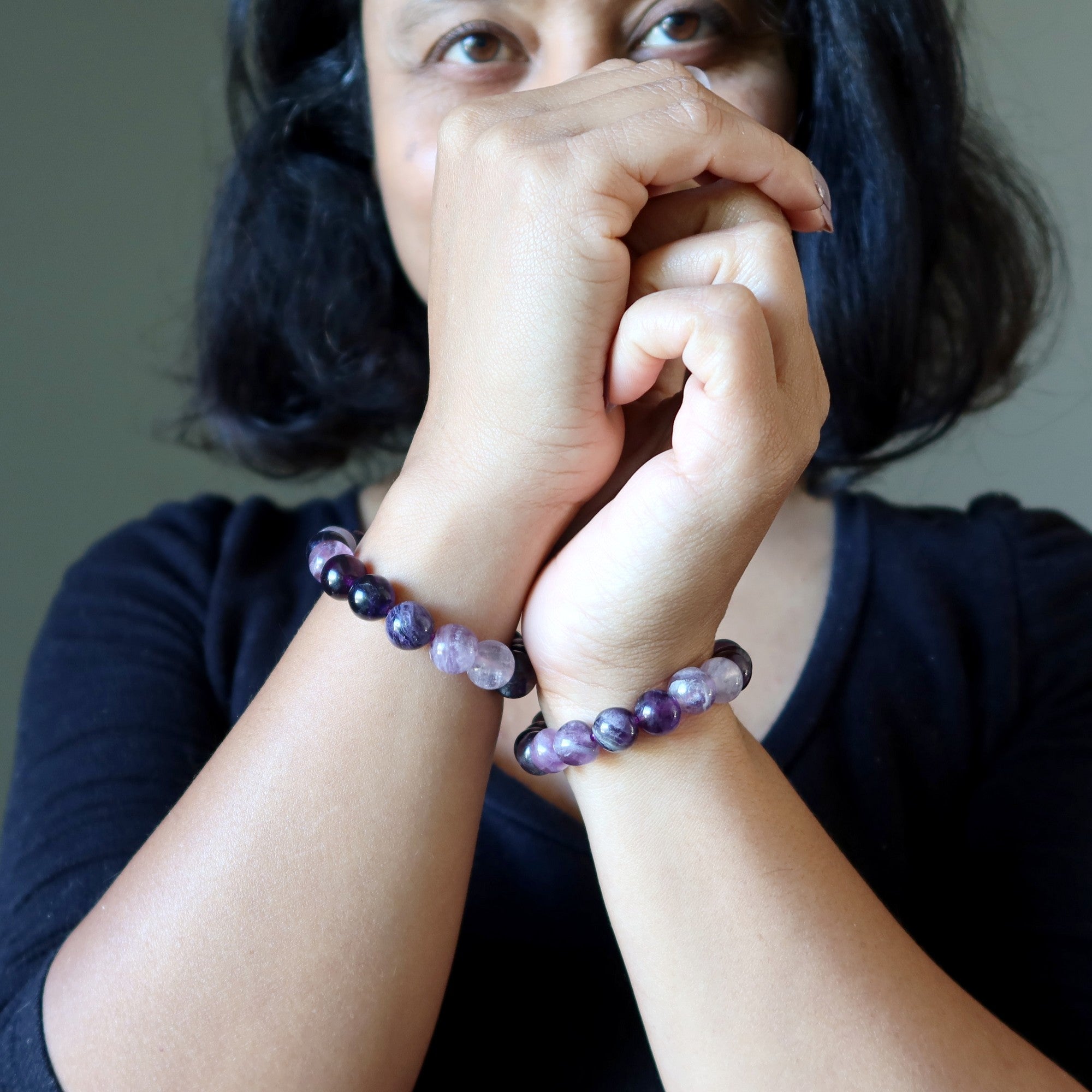Bracelet en Fluorite Gemme Naturelle Violette Étude Spirituelle