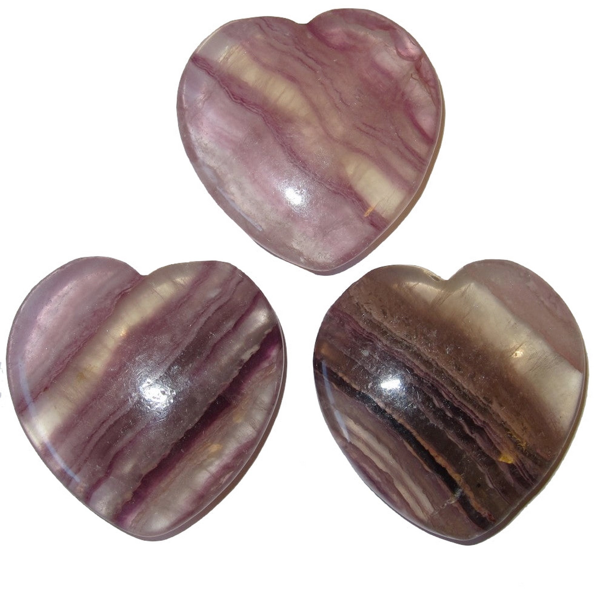 Fluorit Herz-Set 3 Verbundene Spirituelle Familienkristalle