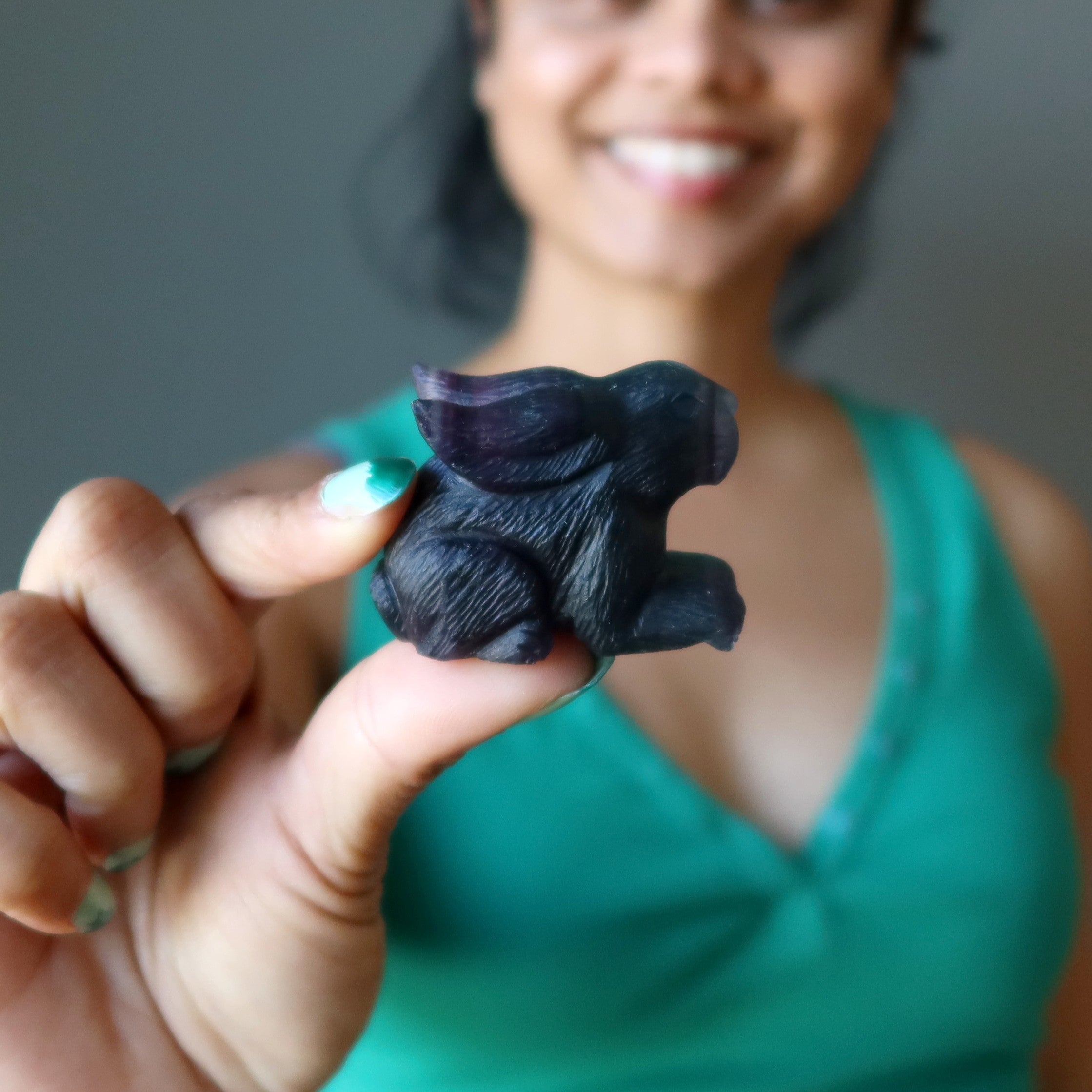 Fluorite Rabbit Hop to Health Fancy Figurine Crystal Carving