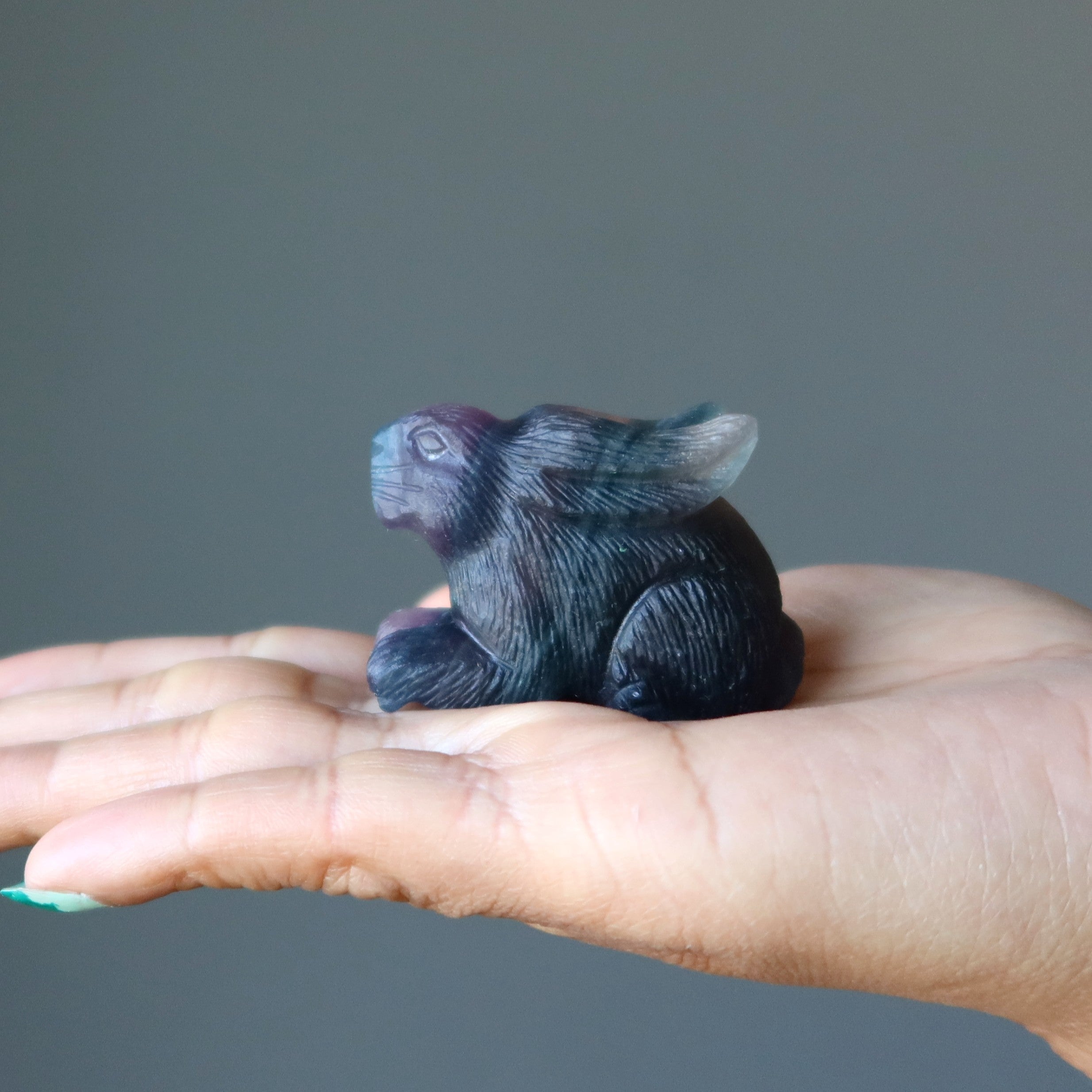 Fluorite Rabbit Hop to Health Fancy Figurine Crystal Carving