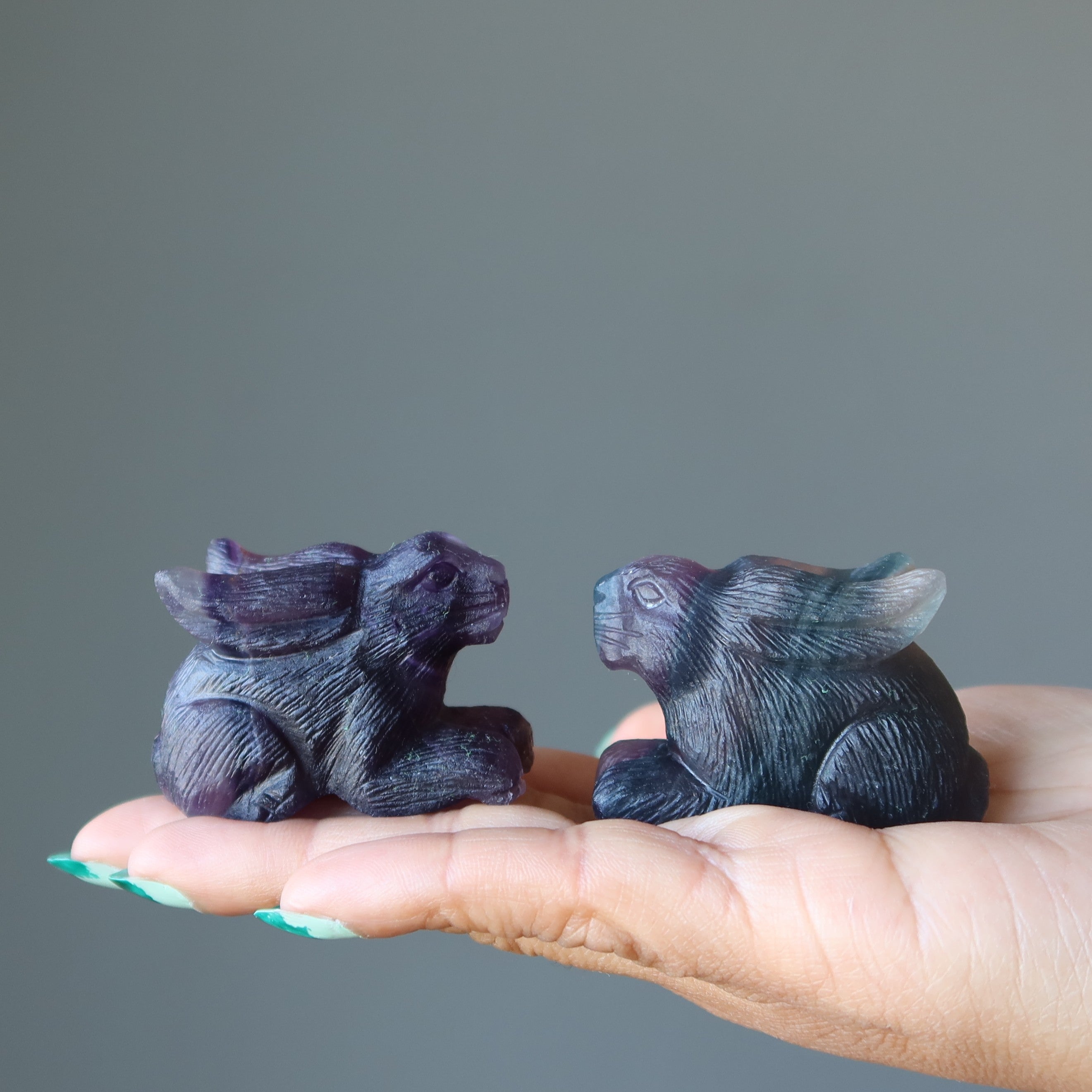 Fluorite Rabbit Hop to Health Fancy Figurine Crystal Carving