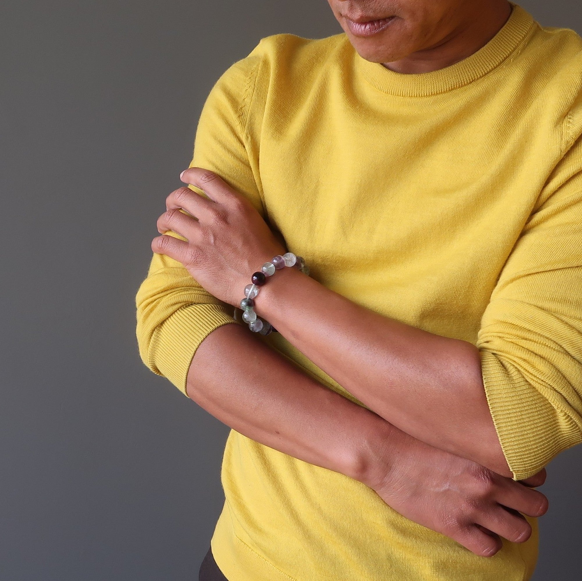 Fluorit Armband Regenbogen Edelsteinperlen Meditation Fokus