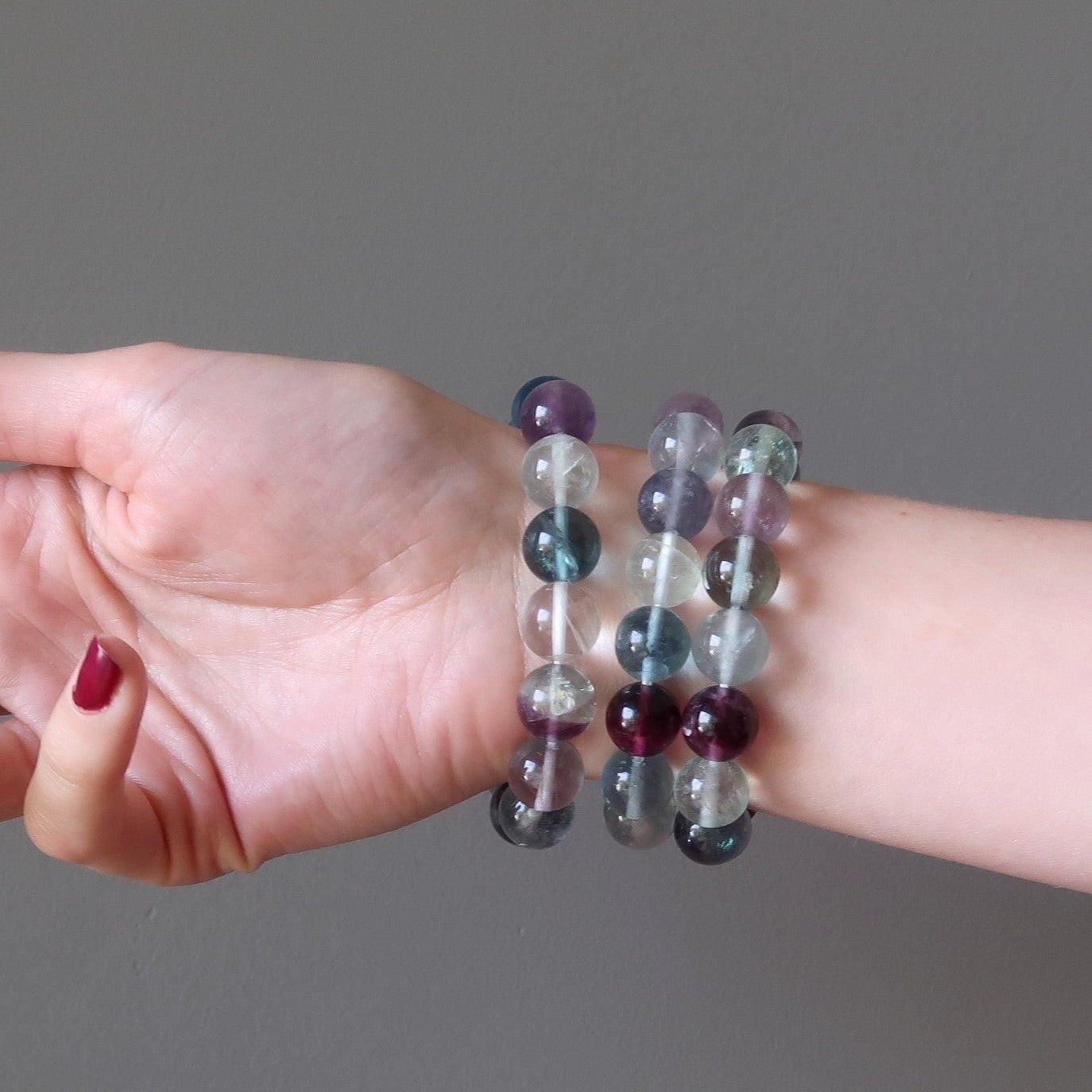 Fluorit Armband Regenbogen Edelsteinperlen Meditation Fokus
