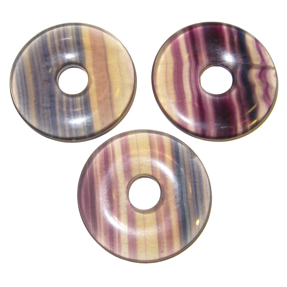 Lot de 3 amulettes en fluorite, magnifiques pierres percées pour la méditation