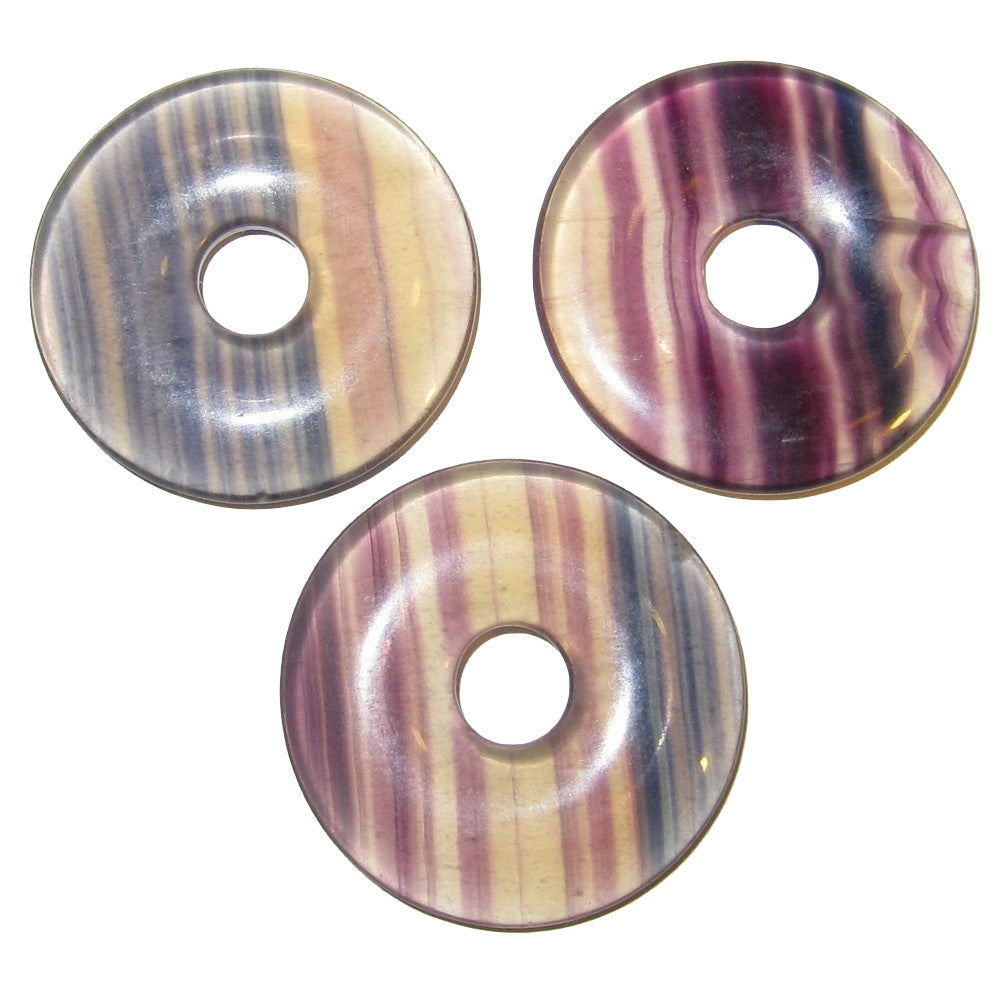 Lot de 3 amulettes en fluorite, magnifiques pierres percées pour la méditation