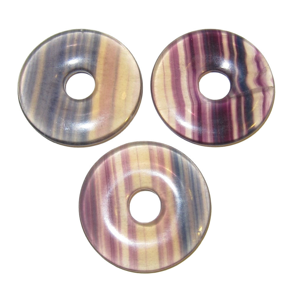 Lot de 3 amulettes en fluorite, magnifiques pierres percées pour la méditation