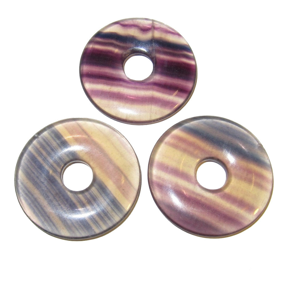 Lot de 3 amulettes en fluorite, magnifiques pierres percées pour la méditation