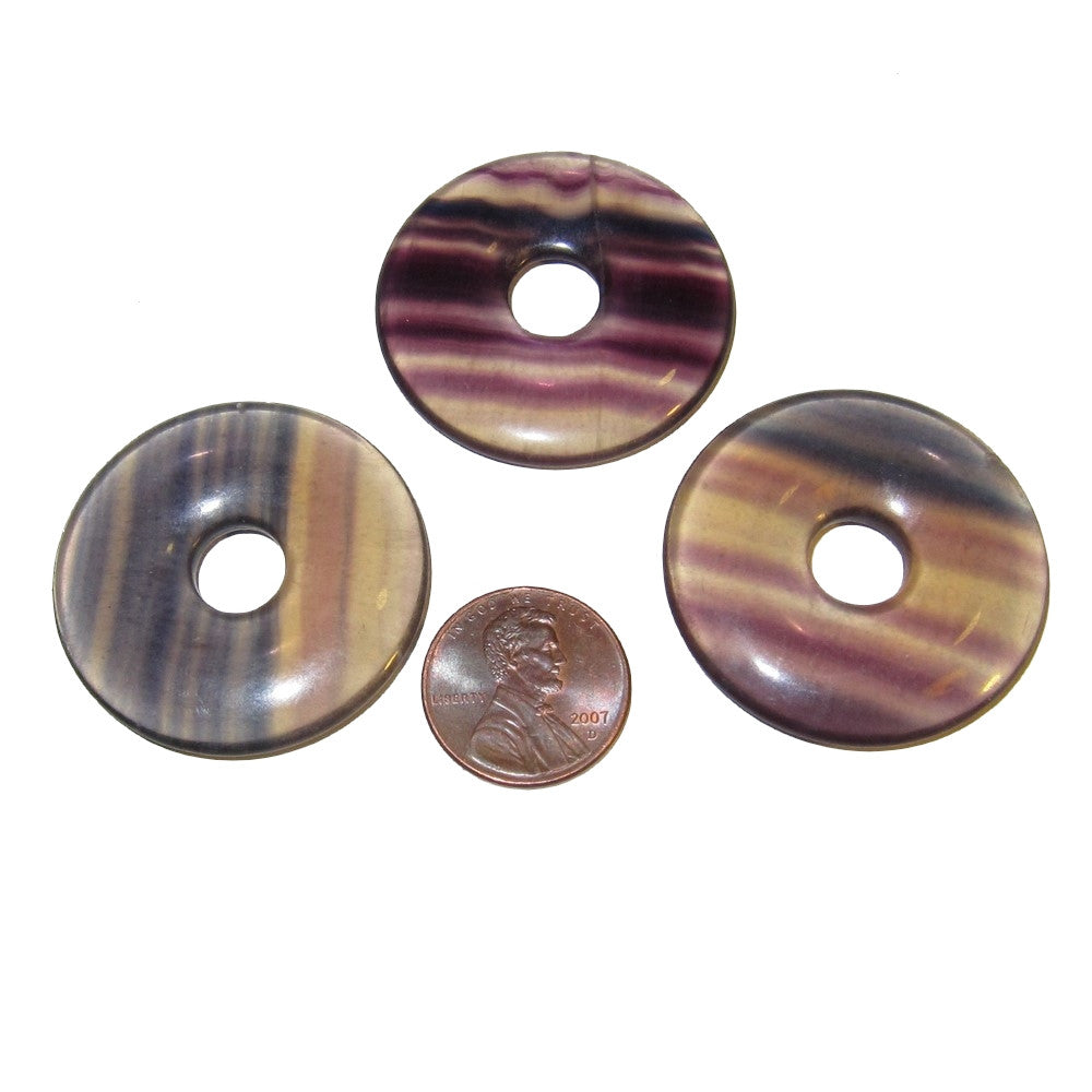 Lot de 3 amulettes en fluorite, magnifiques pierres percées pour la méditation