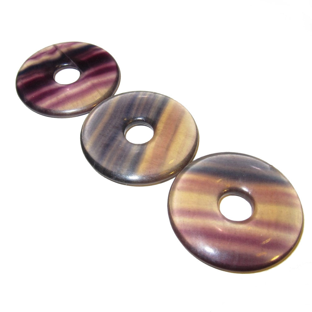 Lot de 3 amulettes en fluorite, magnifiques pierres percées pour la méditation