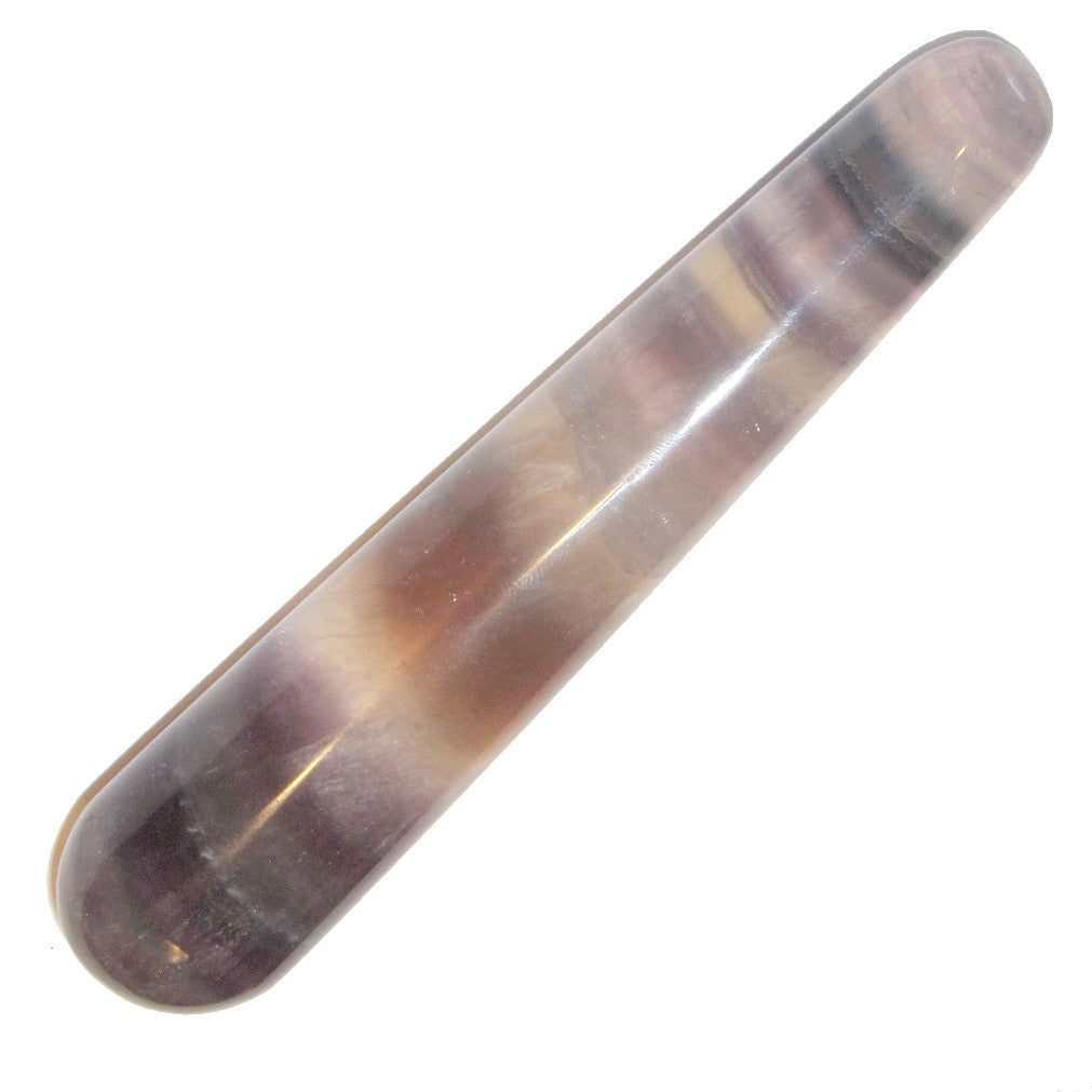 Baguette de massage en fluorine incroyable, rayée, pour la guérison par les cristaux et le soulagement du stress