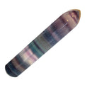 Baguette de massage en fluorine, pierre énergétique des chakras, rayée violet et vert
